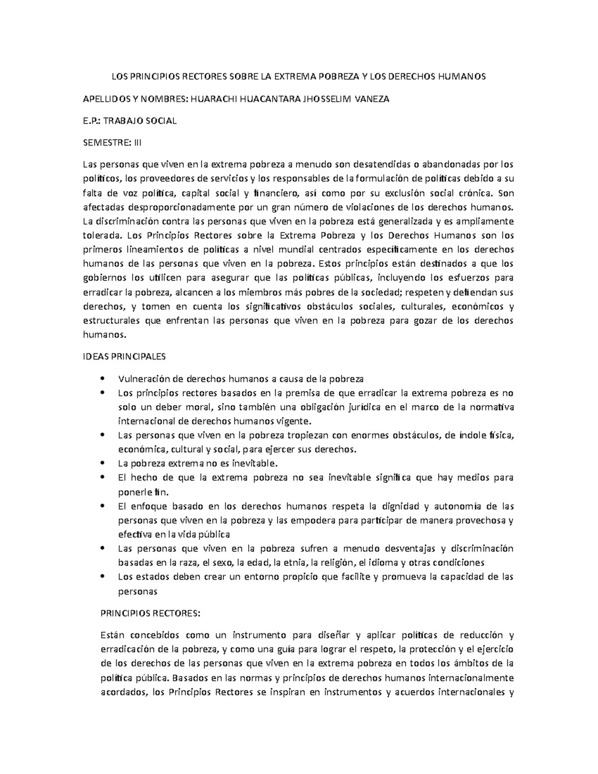 LOS Principios Rectores Sobre LA Extrema Pobreza Y LOS Derechos Humanos ...