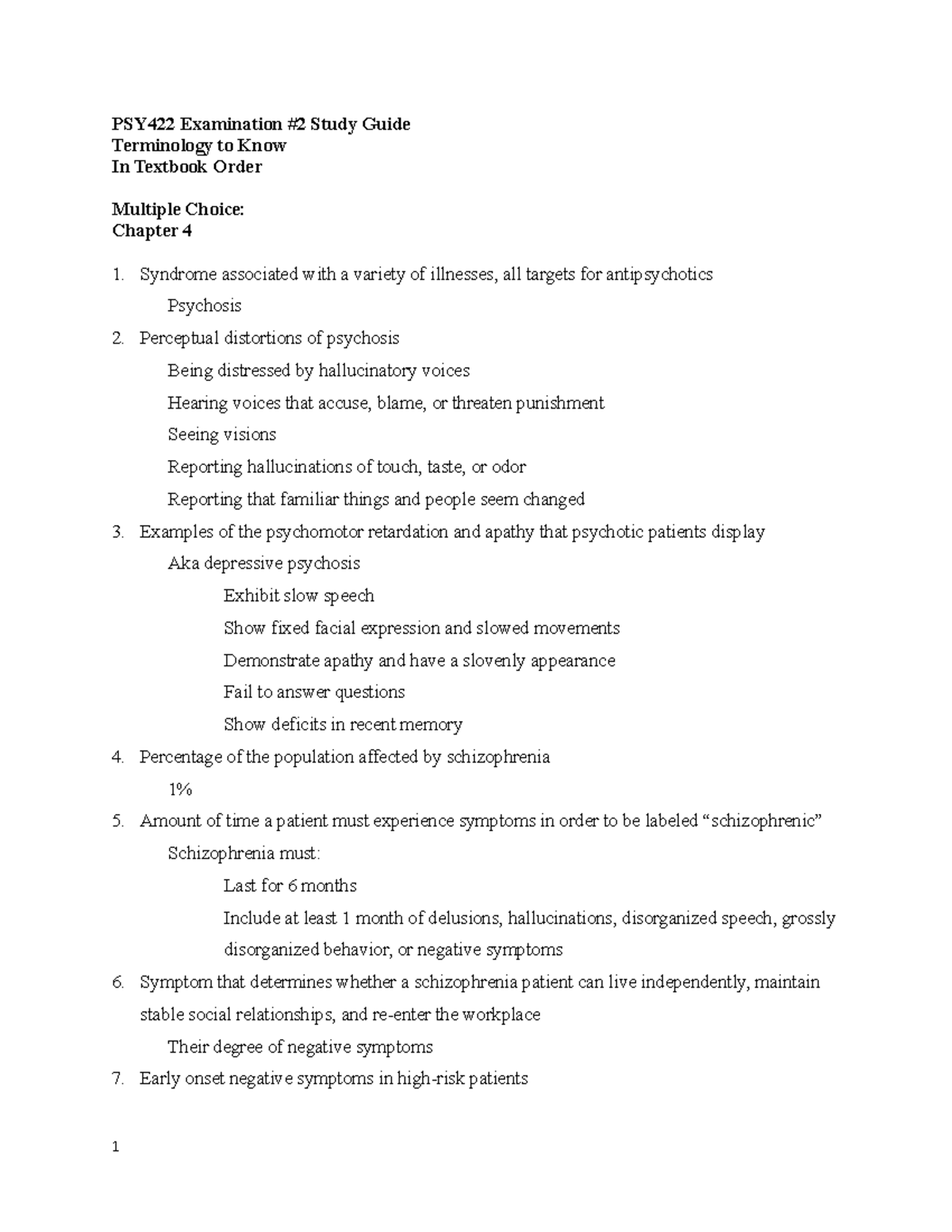 Psy422 Examination #2 Study Guide - PSY422 Examination Study Guide ...