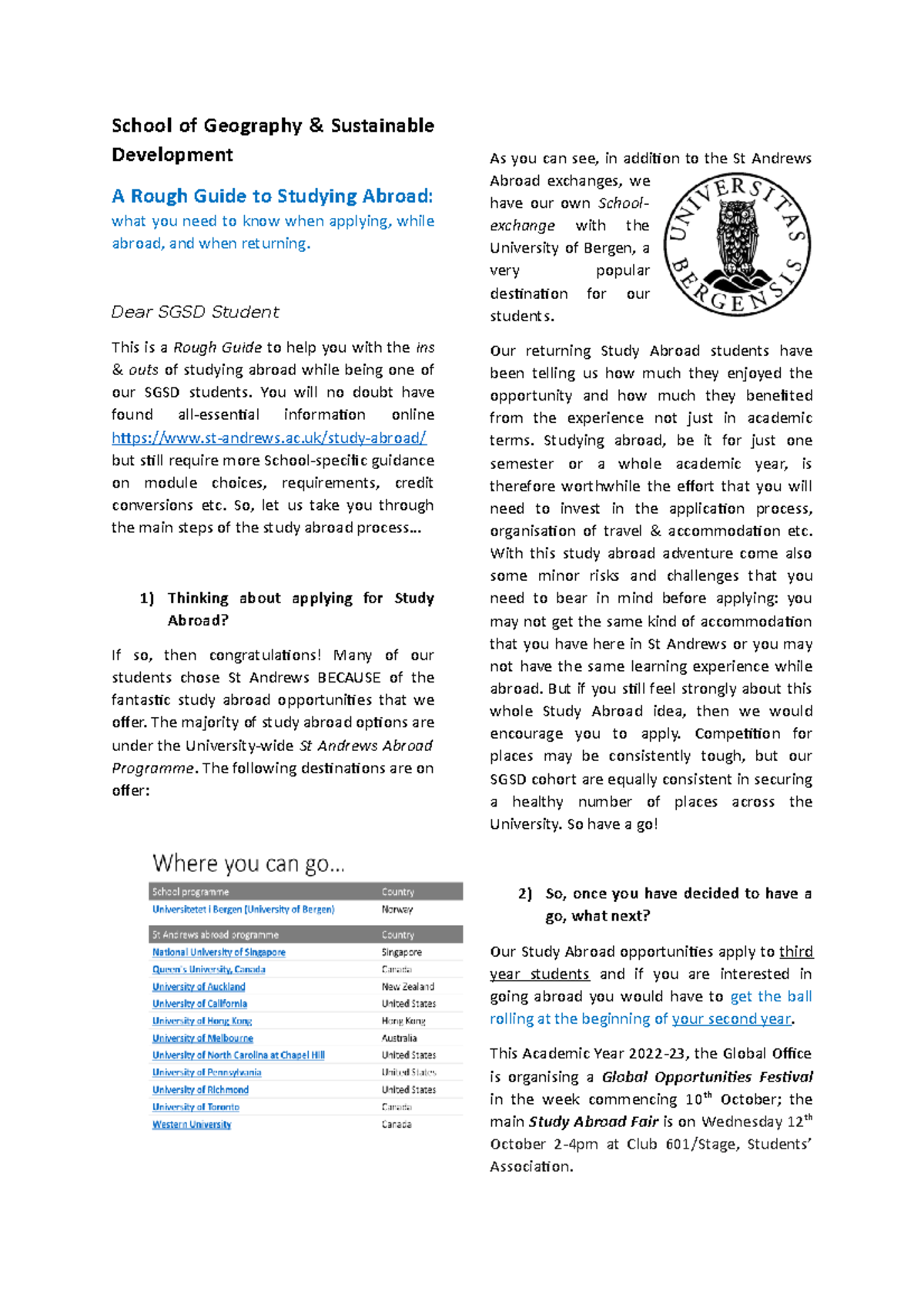 Study Abroad School Guide 2022 School of Geography & Sustainable