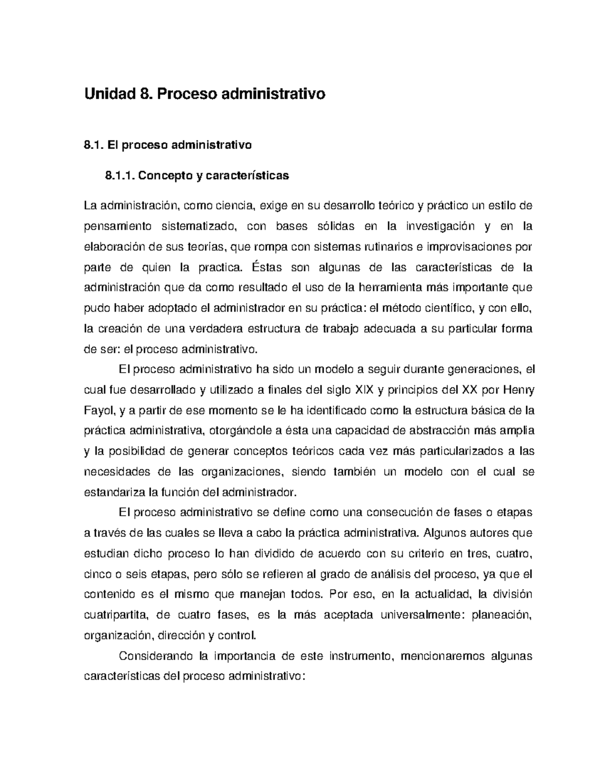 2 El Proceso Administrativo - Unidad 8. Proceso Administrativo El ...