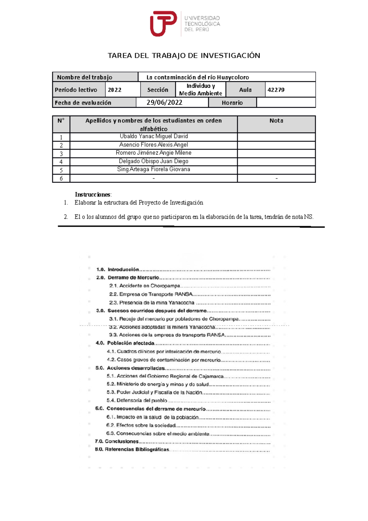 Estructura Semana 13 Grupo 5 - TAREA DEL TRABAJO DE INVESTIGACIÓN ...