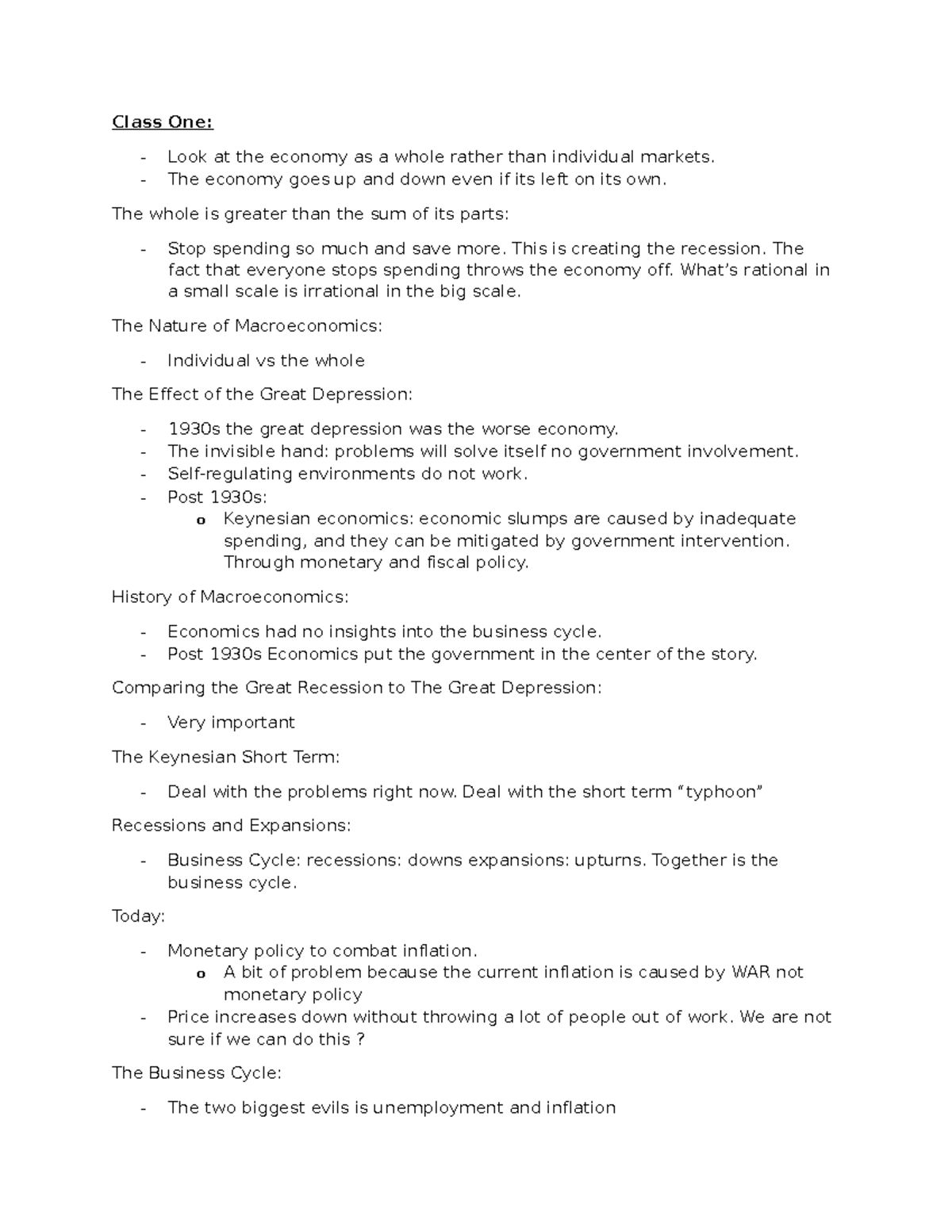 Class 1 Notes - ECN204 - Toronto Met - Studocu