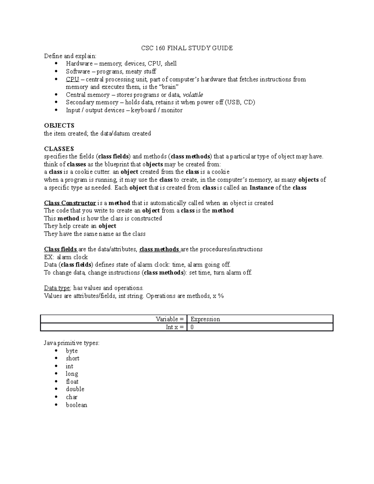 study-guide-summary-introduction-to-computer-programming-in-java