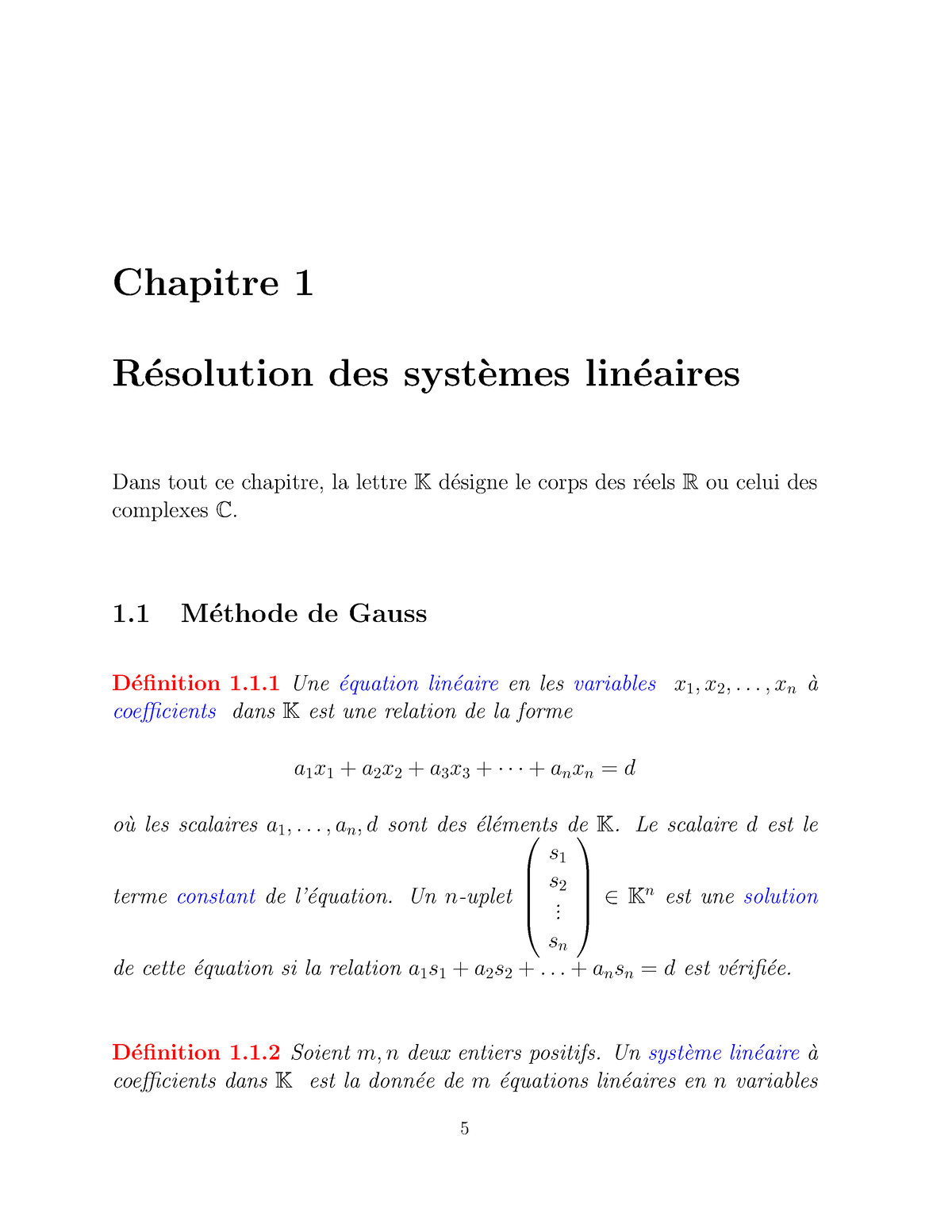 Résolution Des Systèmes Linéaires - Chapitre 1 R ́esolution Des Syst ...