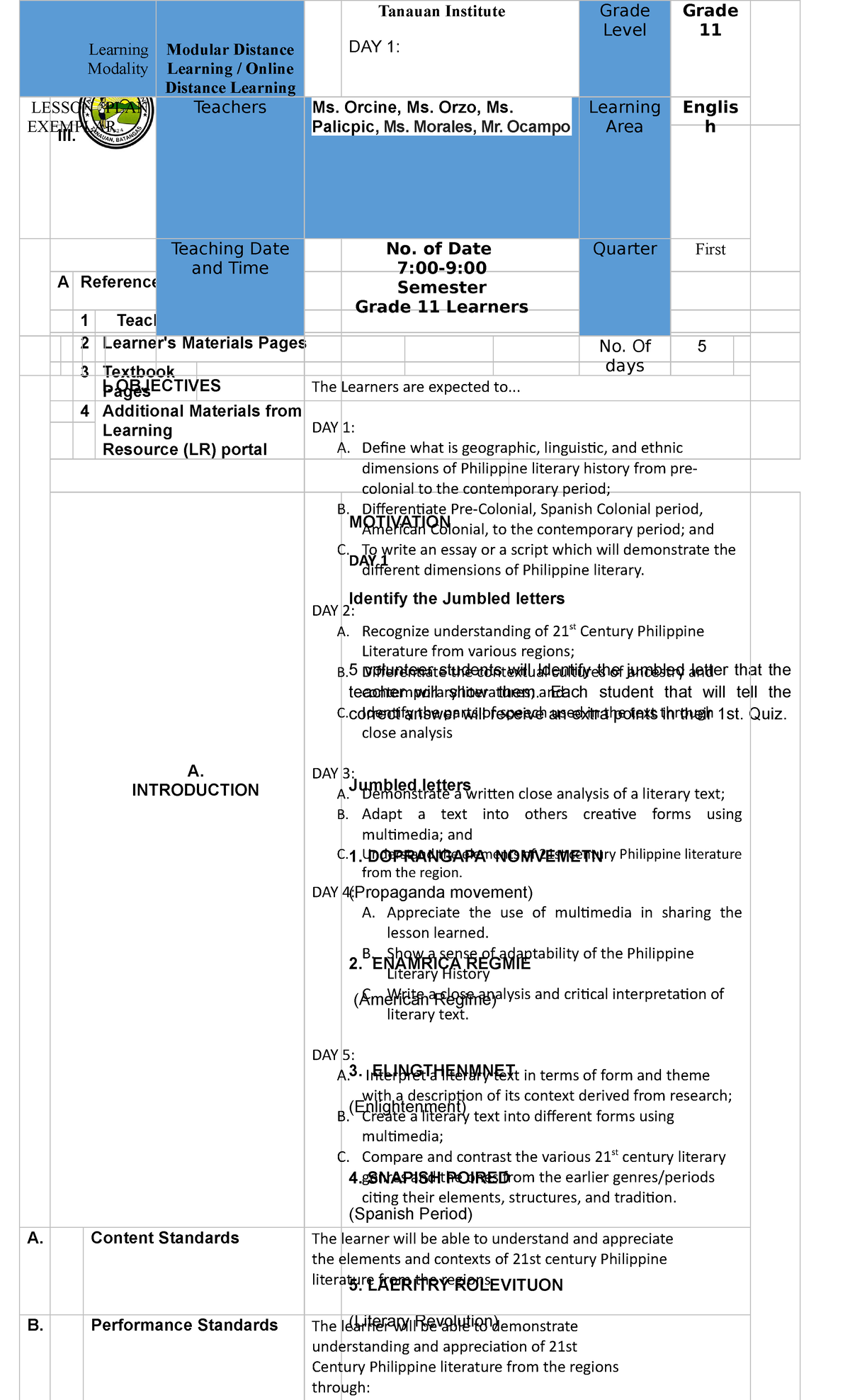 Inbound 228163232714984218 - II. CONTENT DAY 1: III. LEARNING RESOURCES ...