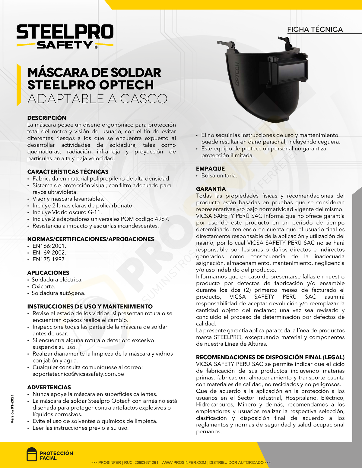 Mascara De Soldar Para Casco Optech - steelprosafety