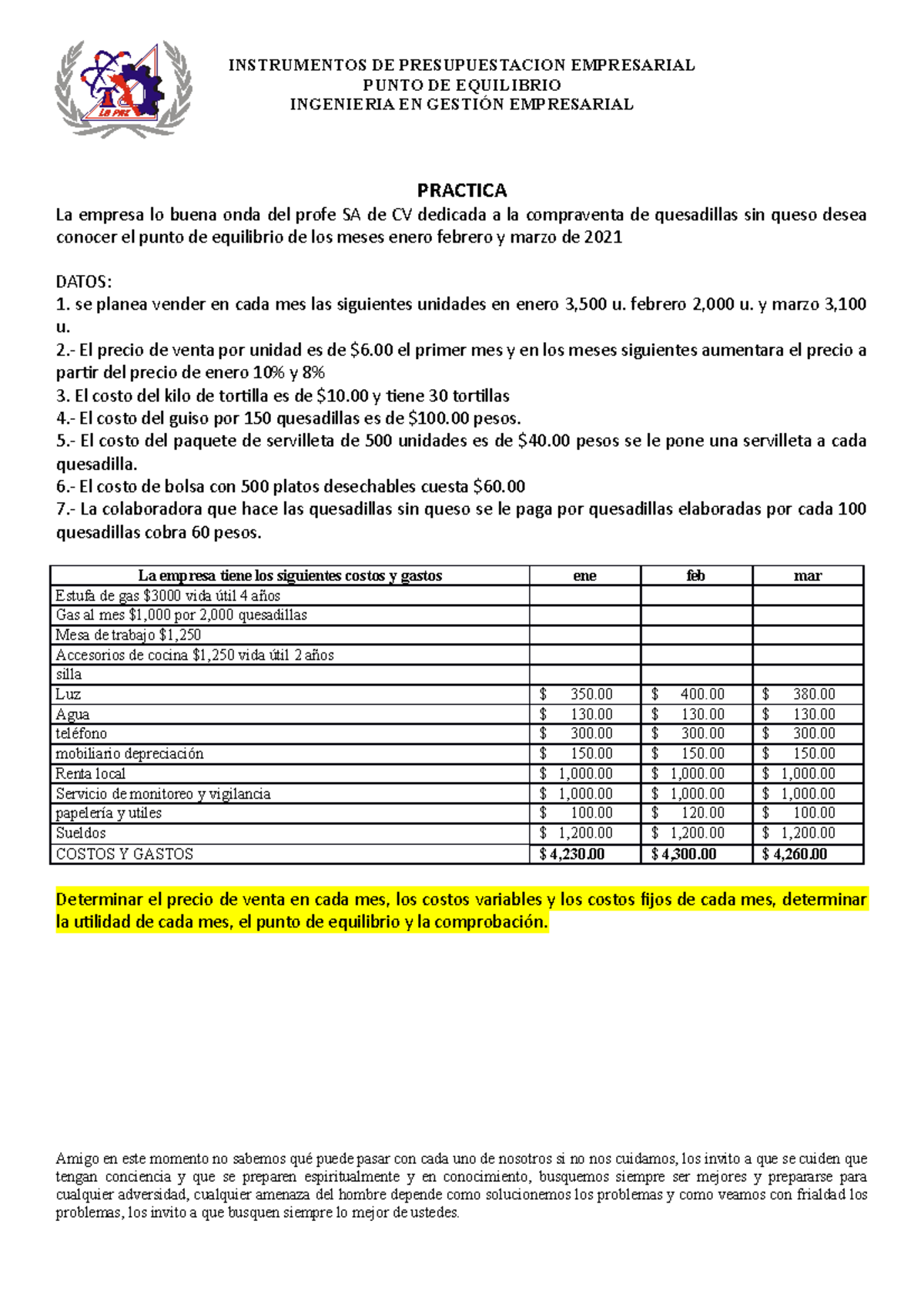 Practica P.E, Lo Buena Onda Del Profe SA DE CV - INSTRUMENTOS DE ...