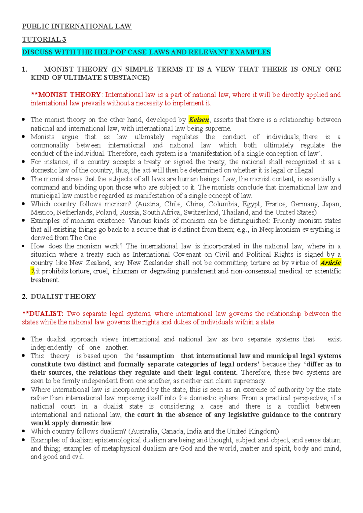 Tutorial 3 Public International LAW - PUBLIC INTERNATIONAL LAW TUTORIAL ...