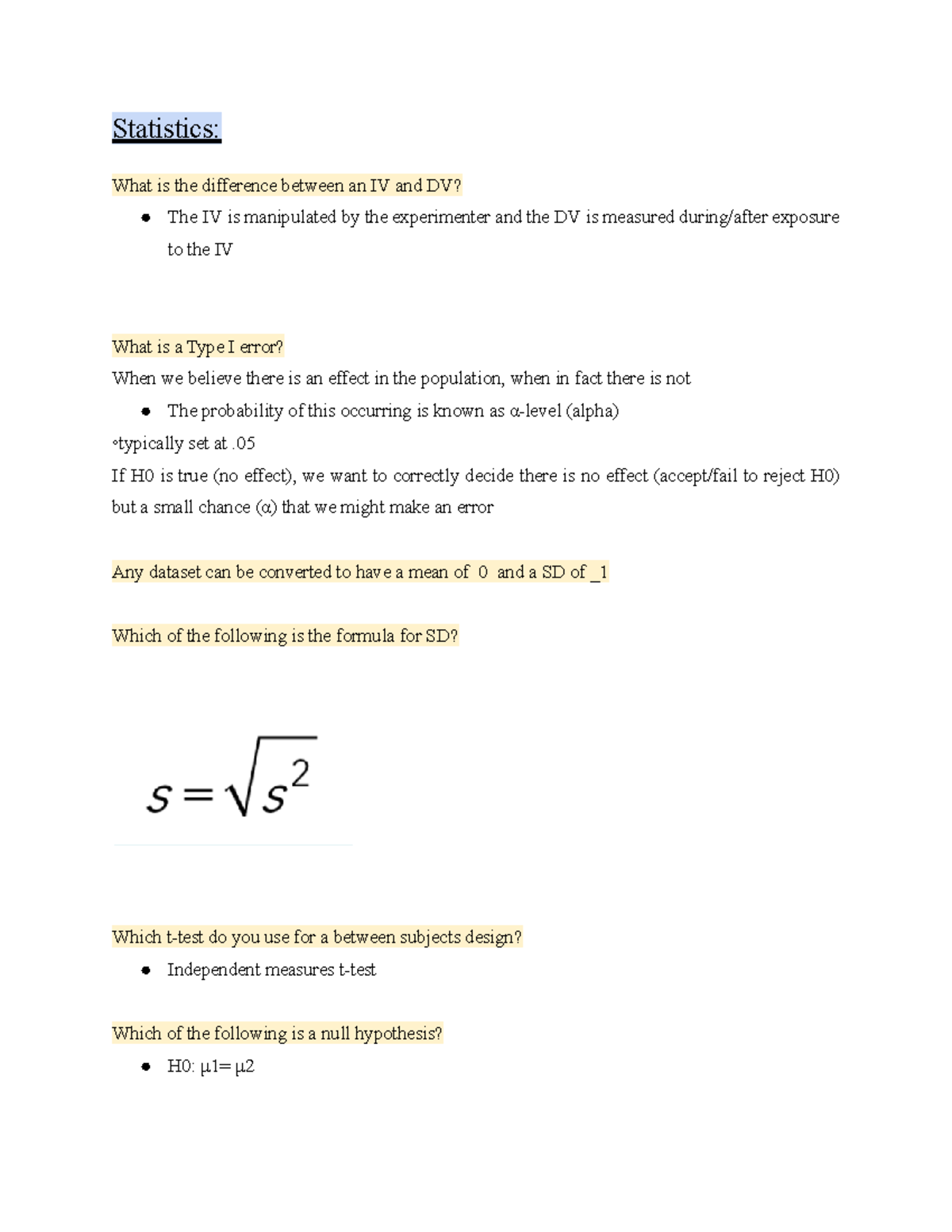 Statistics - Notes on 206 content for exams - Statistics: What is the ...