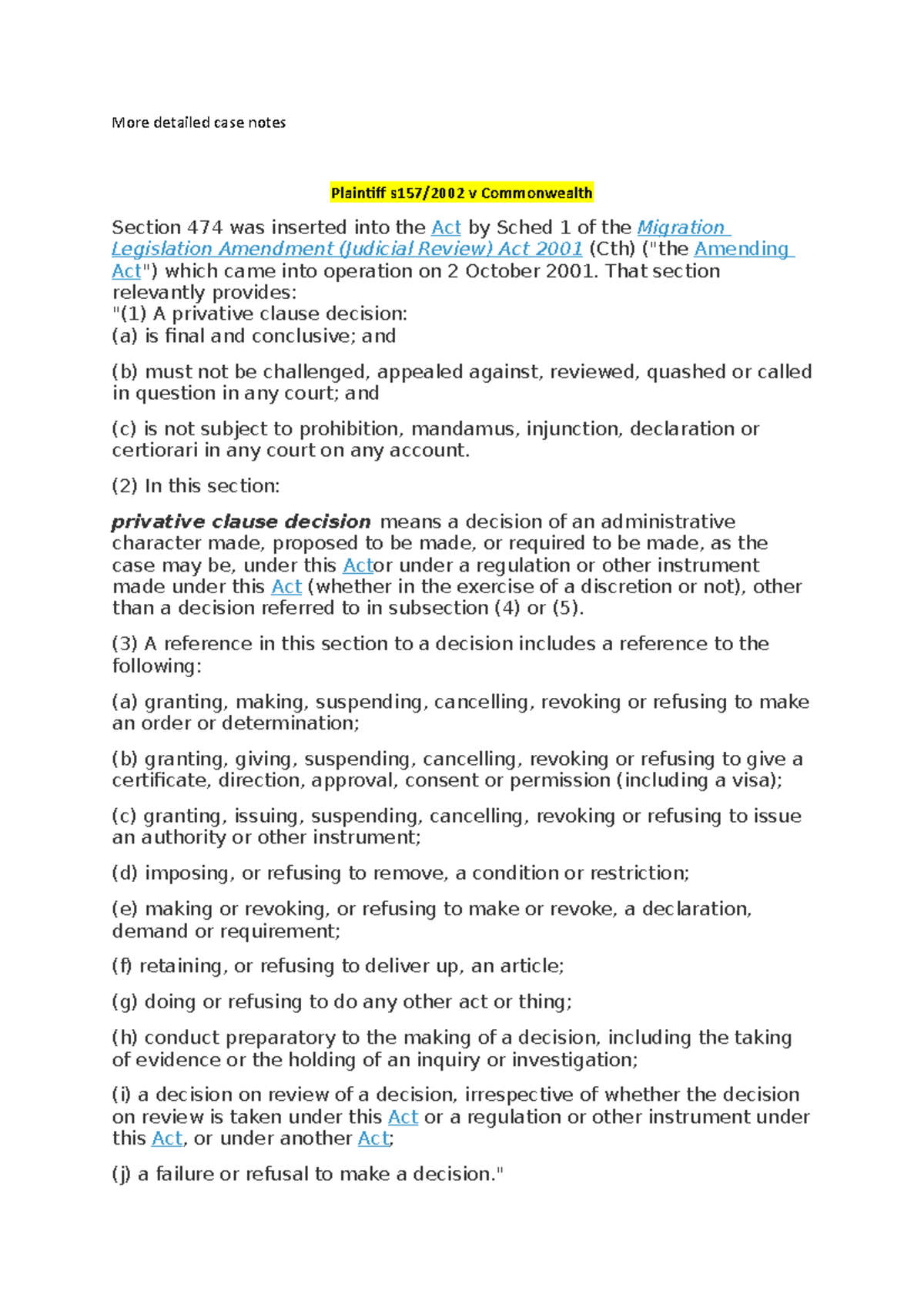 Detailed case notes for APL - More detailed case notes Plaintiff s157 ...