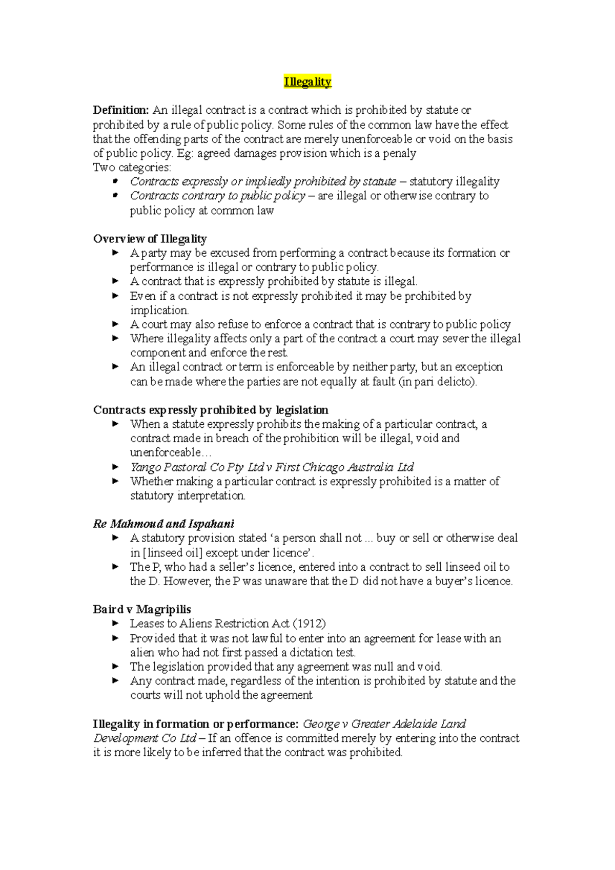 Illegality - Summary Contract Law - Illegality Definition: An illegal ...