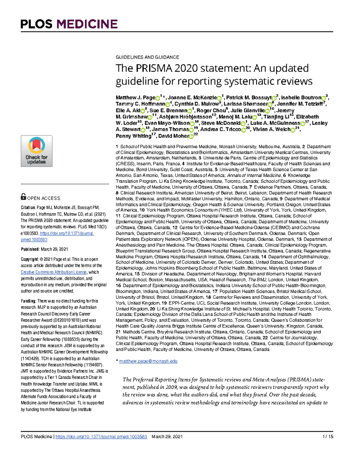 Prisma 2020 Guide For Research Paper - GUIDELINES AND GUIDANCE The ...