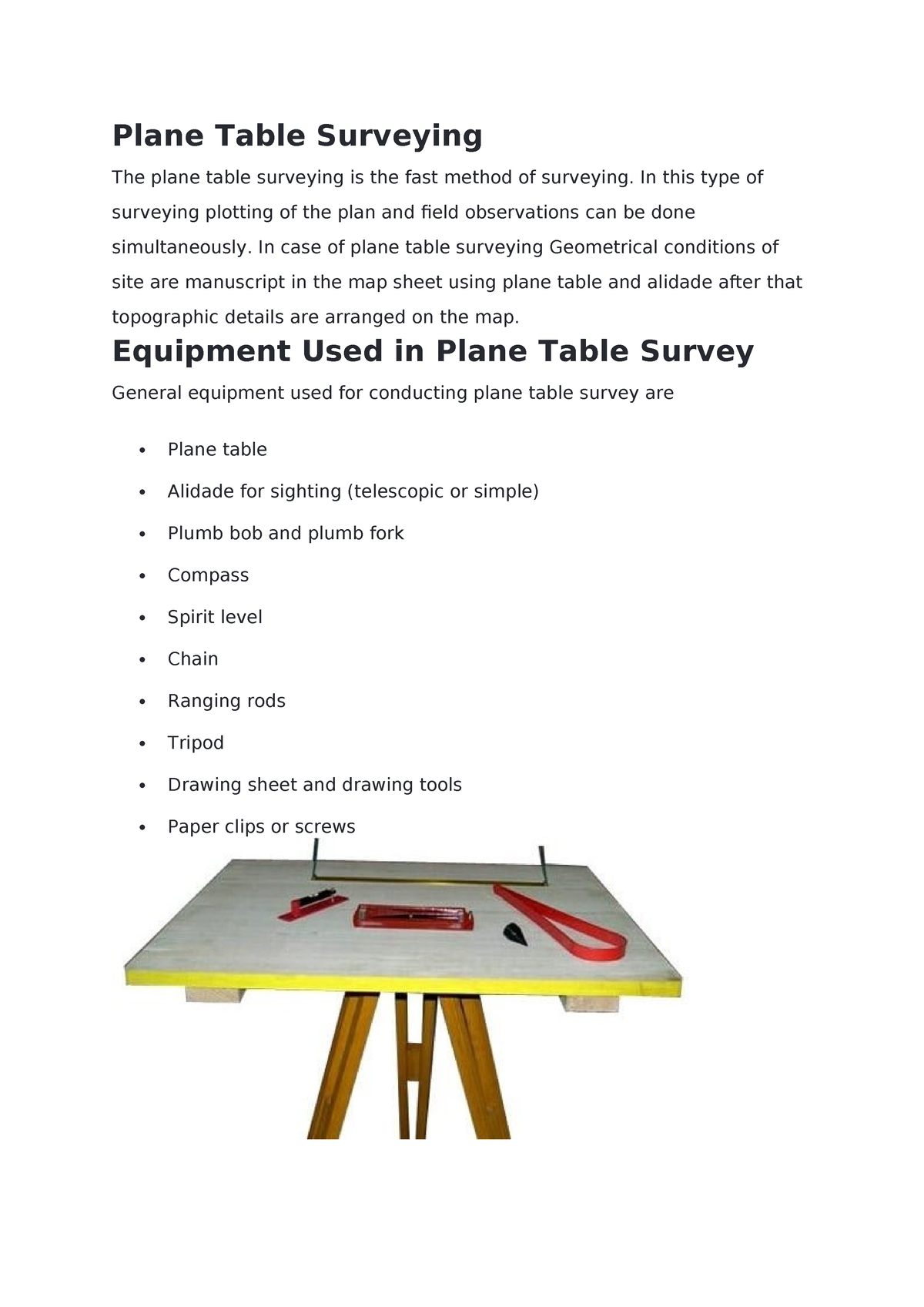 Plane Table Surveying - Summary Civil Engineering - Plane Table ...