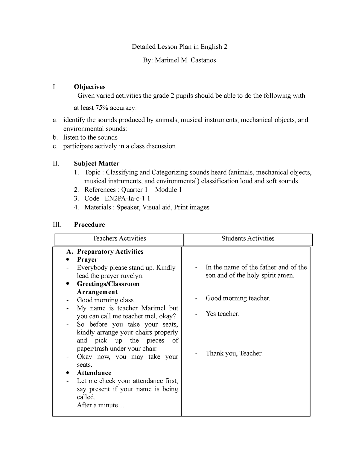 Detailed Lesson Plan Mel 22 - Detailed Lesson Plan in English 2 By ...