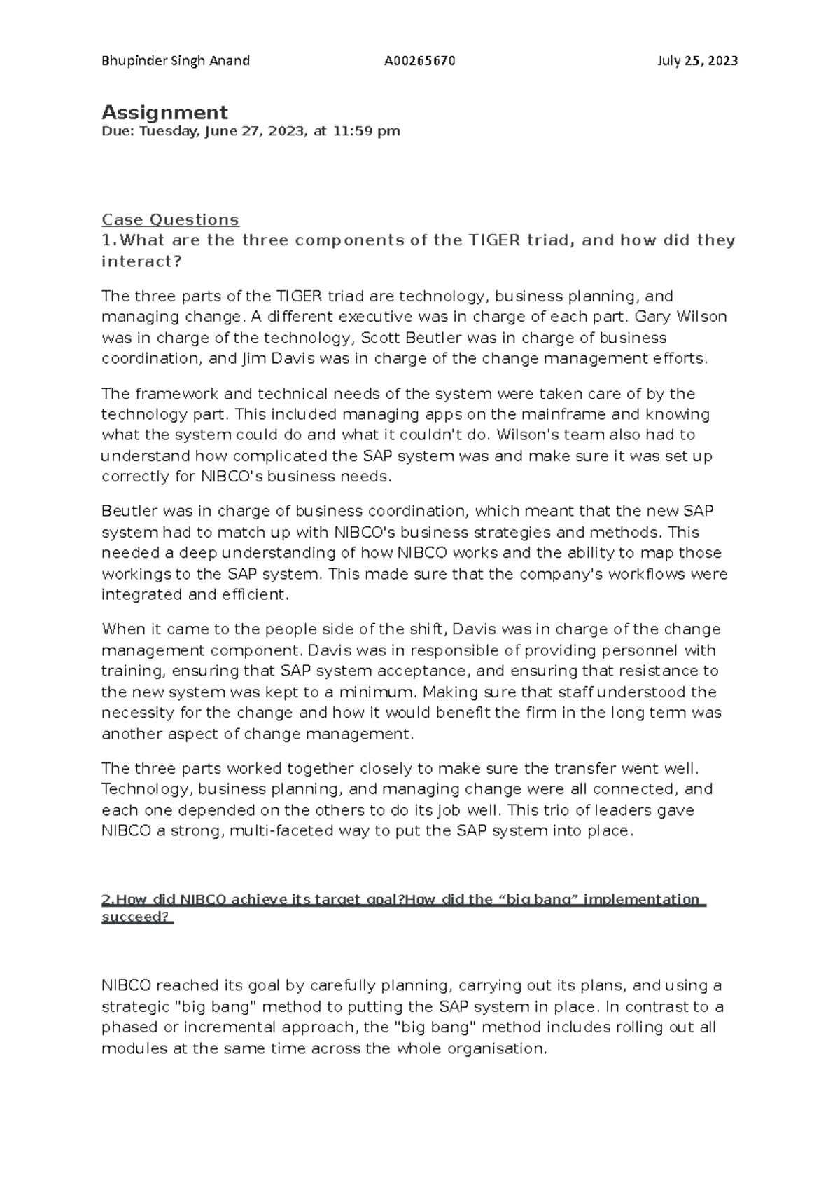 PM CASE Assignment BSA - abcd - Bhupinder Singh Anand A00265670 July 25 ...