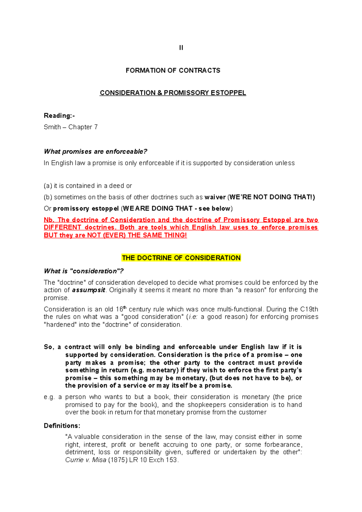 Consideration Promissory Estoppel Ii Formation Of Contracts Consideration Promissory Studocu Consideration Promissory Estoppel Ii Formation Of Contracts Consideration Promissory Studocu