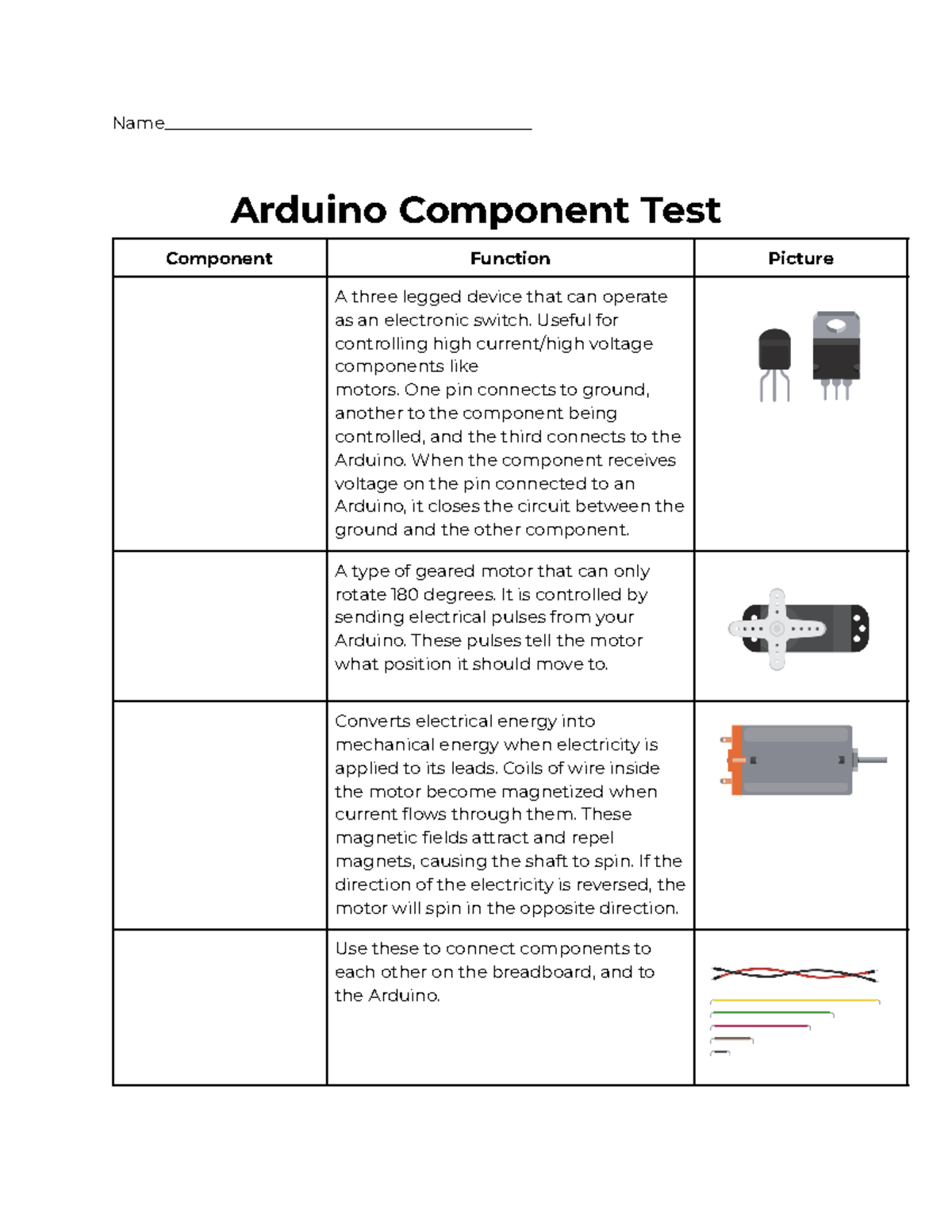Arduino Components 1 - Name ...