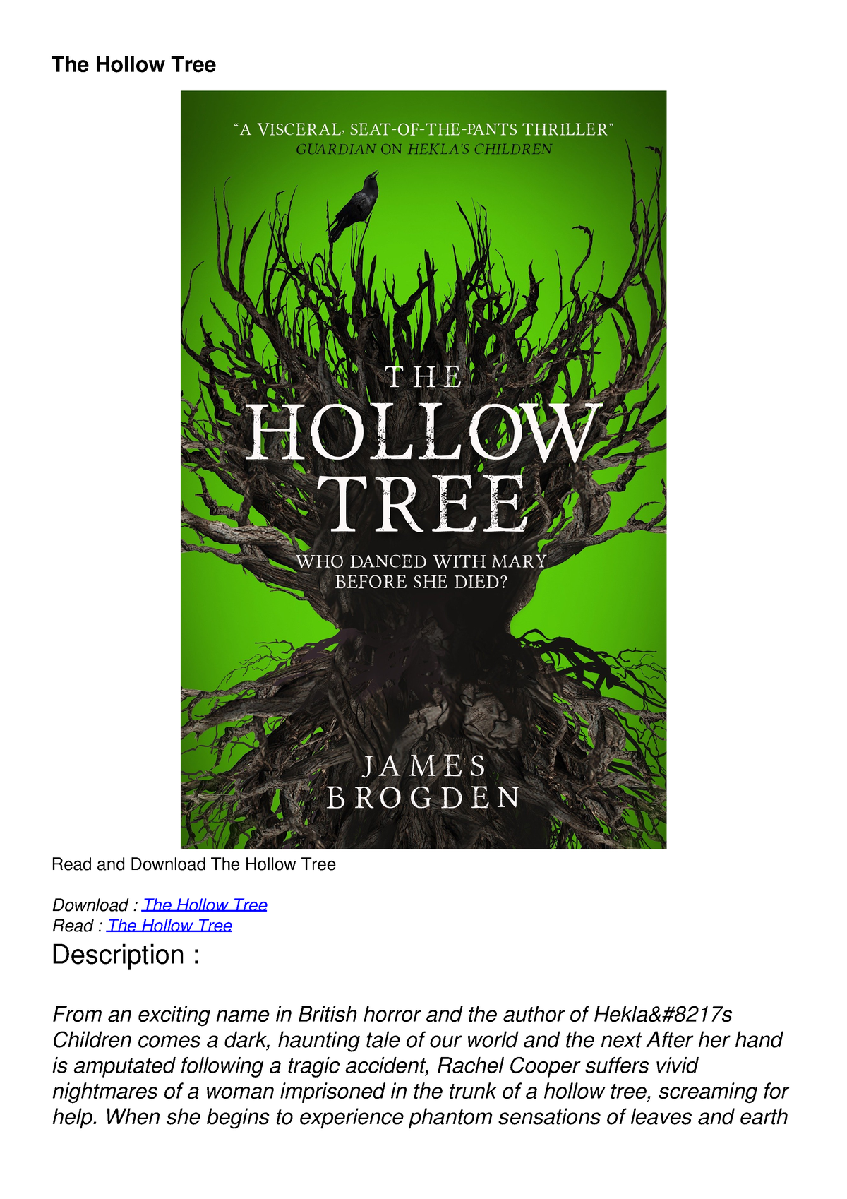 READ The Hollow Tree The Hollow Tree Read and Download The Hollow