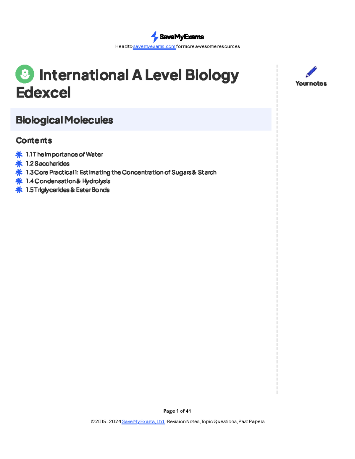 1 Biological Molecules - Page 1 of 41 International A Level Biology ...