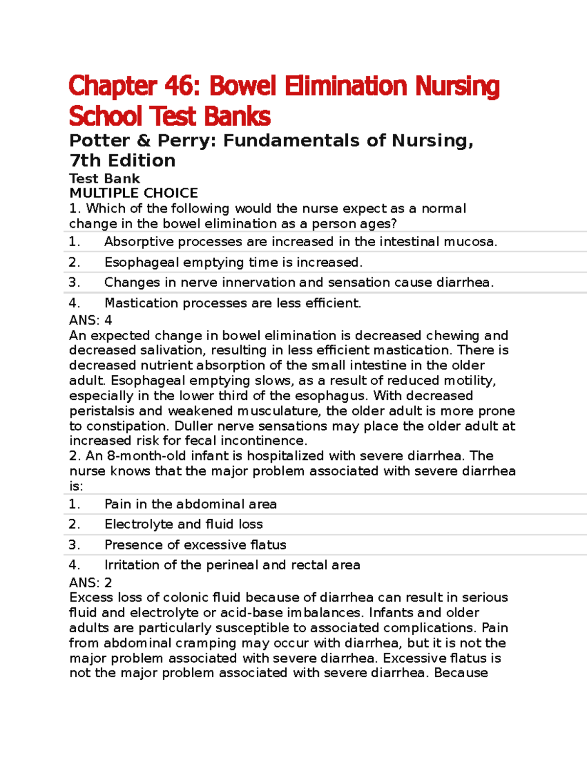 Bowel Elimination For - Chapter 46 : Bowel Elimination Nursing School ...