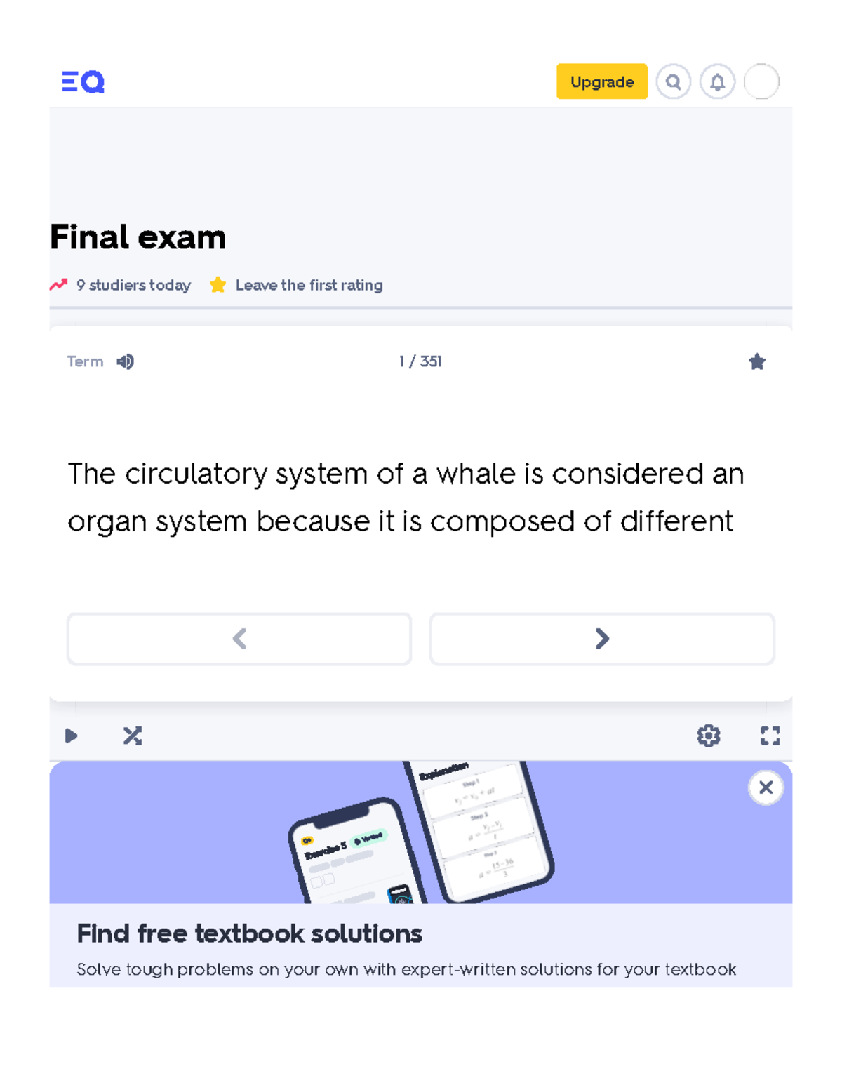 Final exam Flashcards Quizlet Upgrade Final exam 9 studiers today