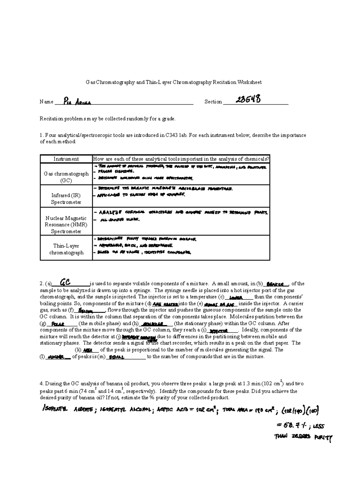 GC+and+TLC+Worksheet Gas Chromatography and ThinLayer Chromatography