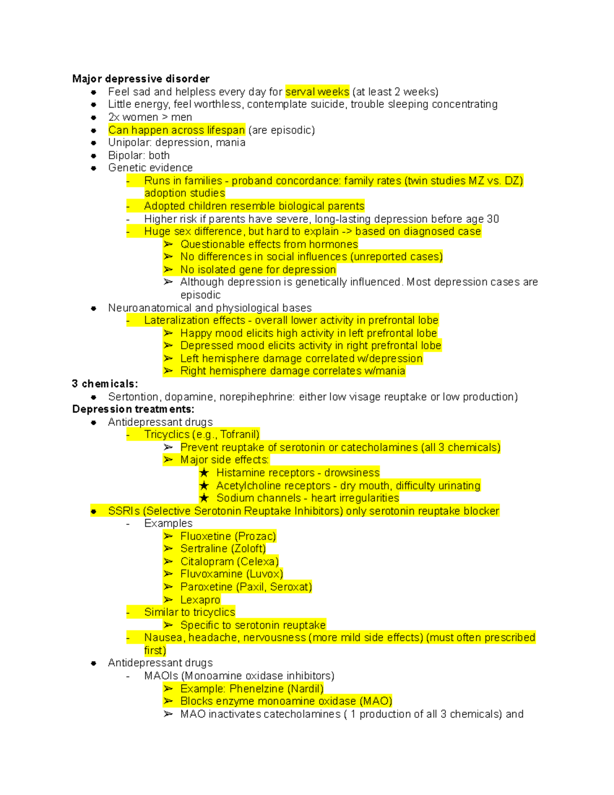 Mood Chapter 15 (NW) - Professor Smith - Major depressive disorder Feel ...
