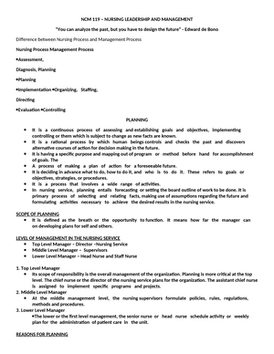 NCM 119 2 Patient CARE Delivery System - NCM 119 - LEADERSHIP AND ...