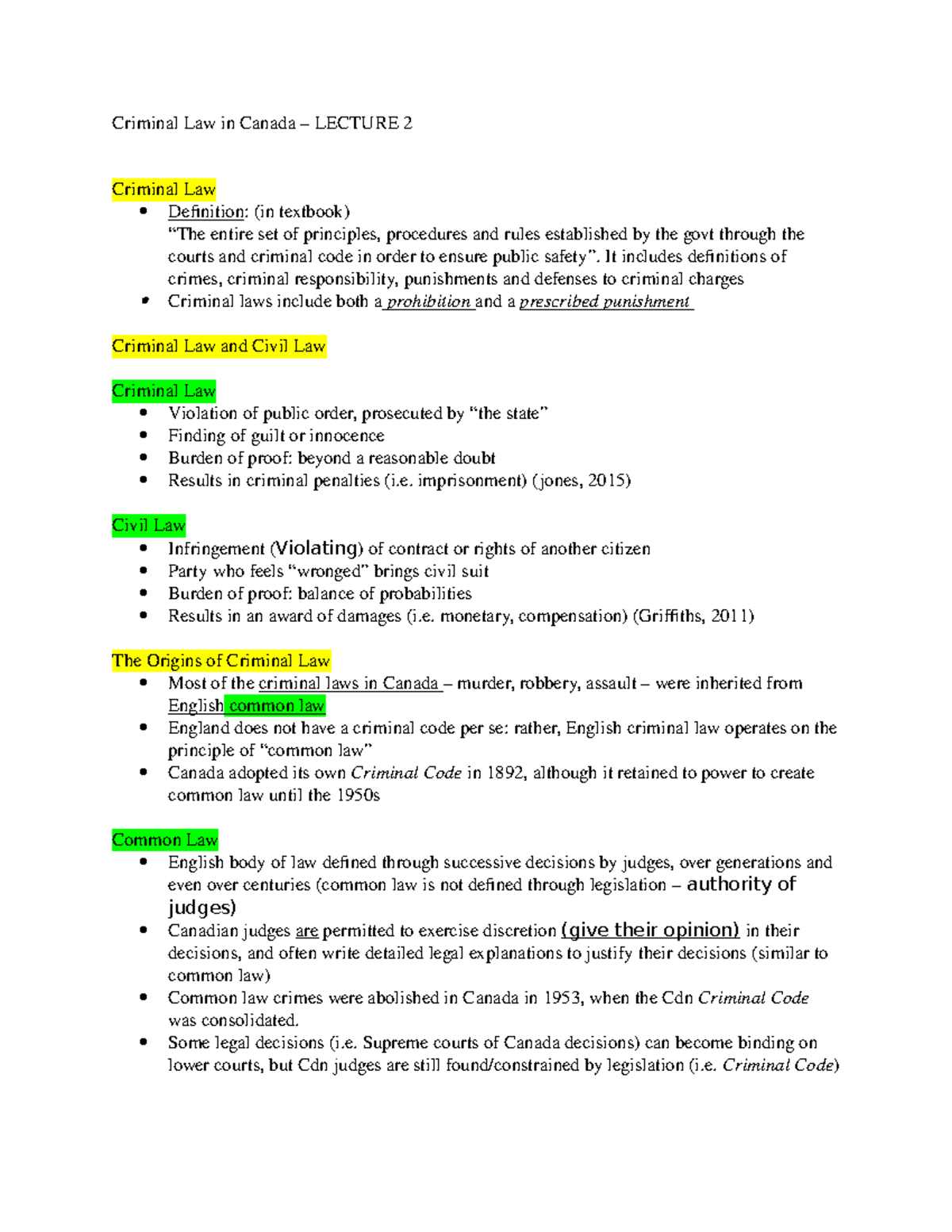 Lecture 2 outline +Tutorial - Criminal Law in Canada – LECTURE 2 ...