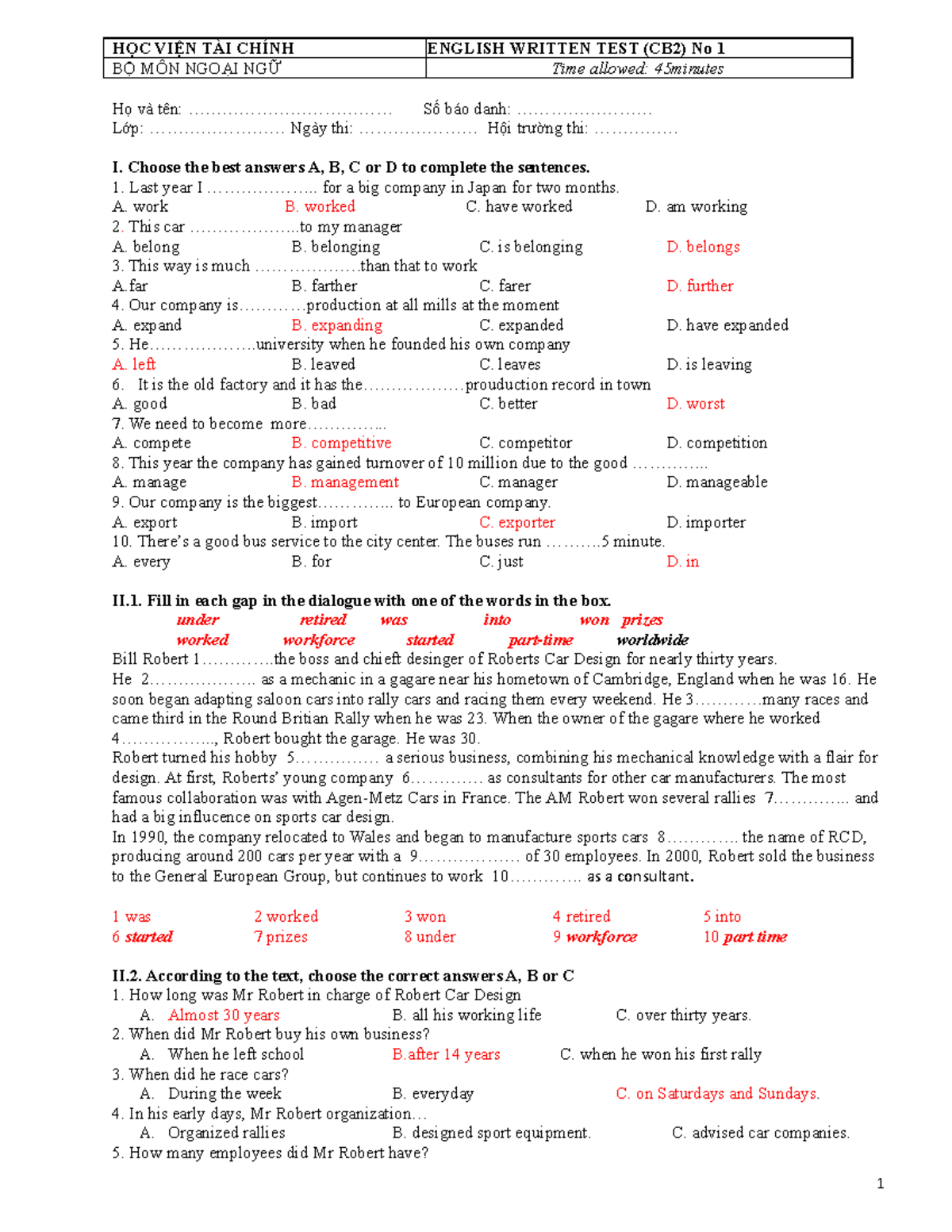 CB2 - abc - HỌC VIỆN TÀI CHÍNH ENGLISH WRITTEN TEST (CB2) No 1 BỘ MÔN ...