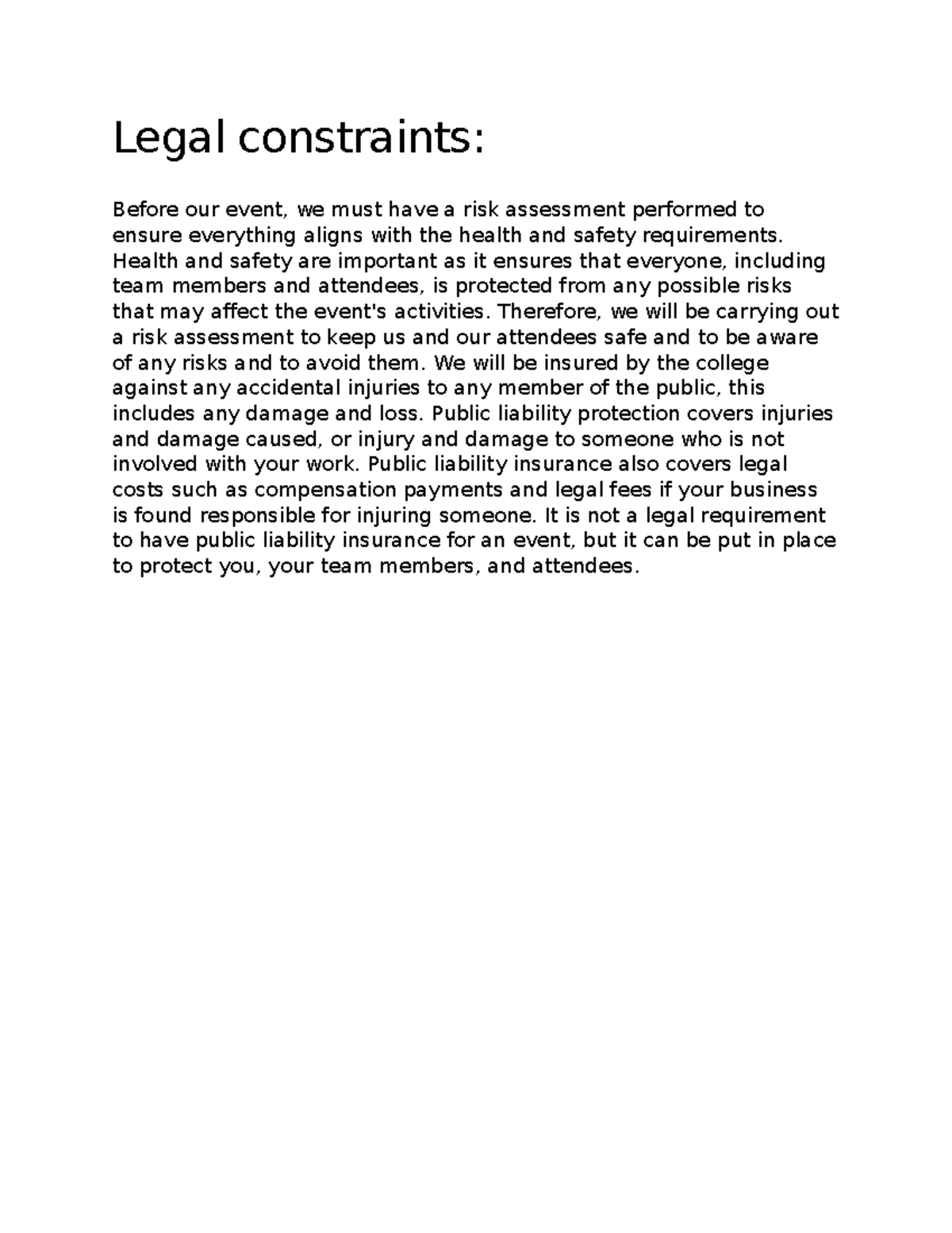 legal constraints in problem solving