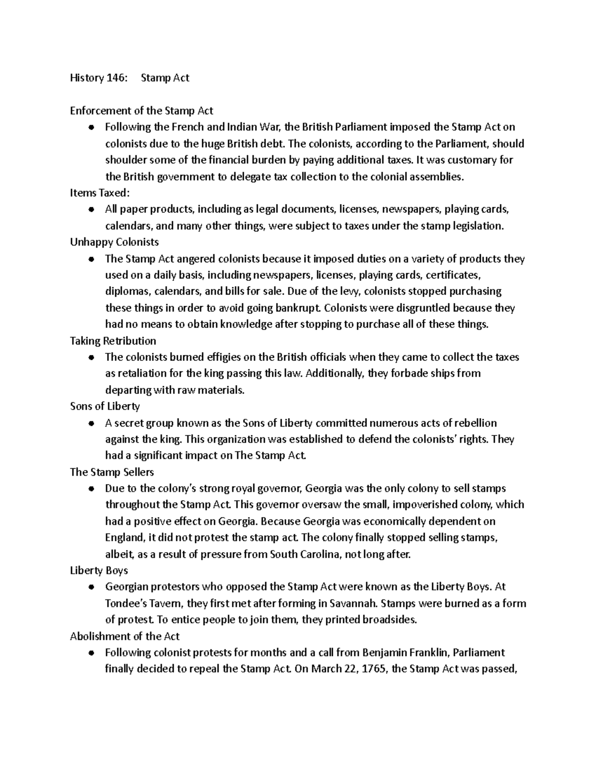 History 146 Stamp Act History 146 Stamp Act Enforcement of the Stamp