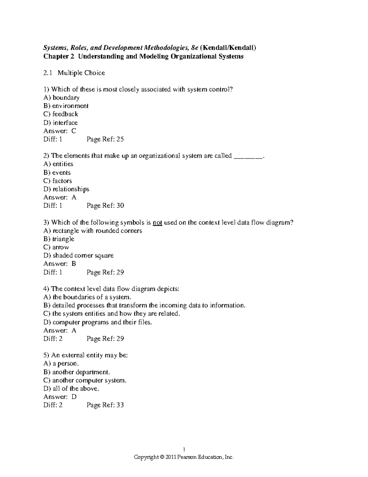 Kendall System analysis and design practice question 2 - 1 Systems ...