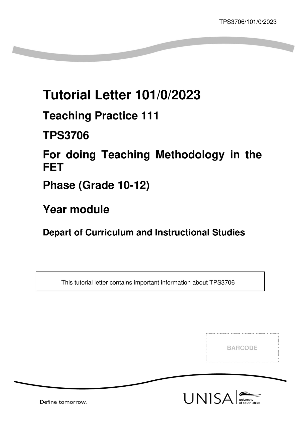 101 2023 0 B - Edfvgbhn - TPS3706/101/0/ Tutorial Letter 101/0 ...