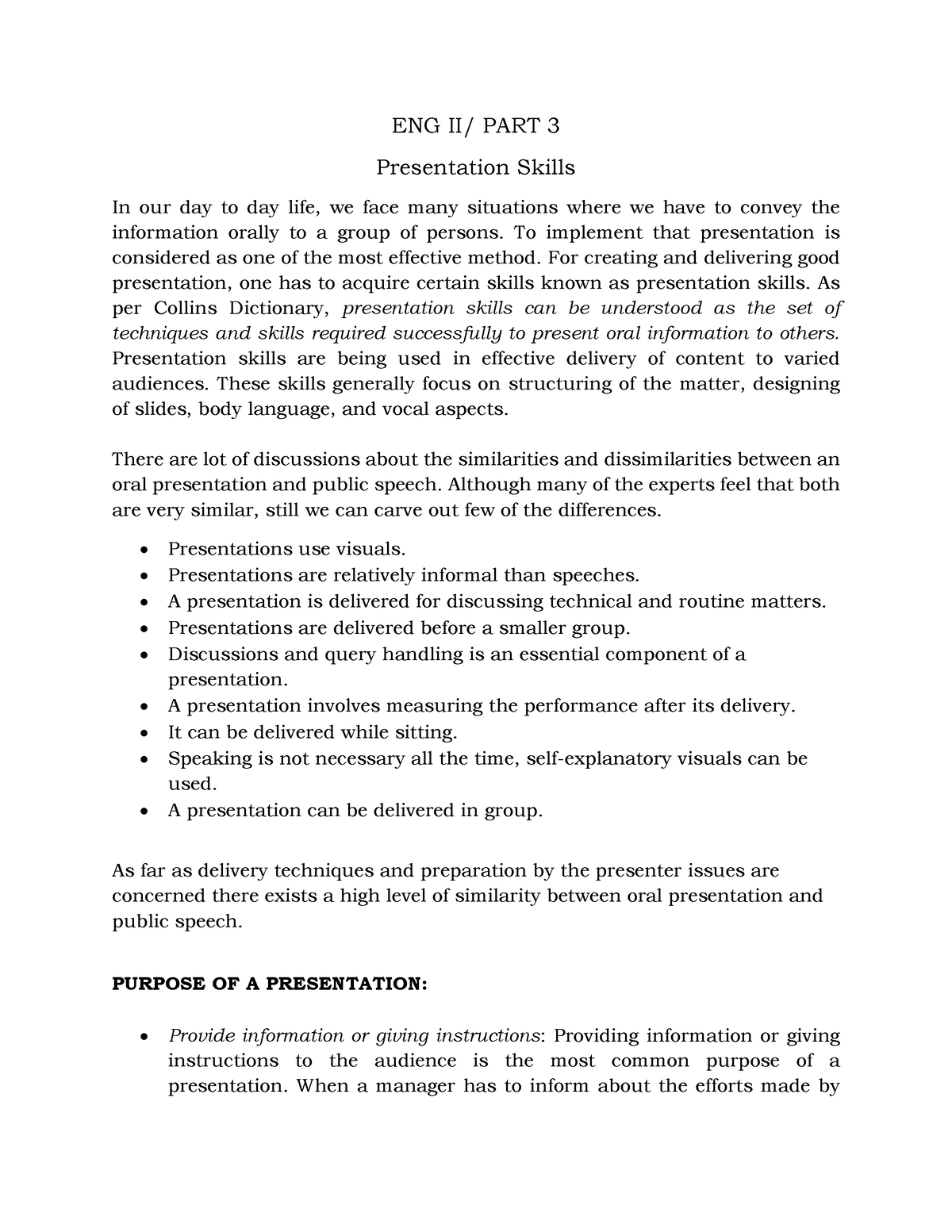 writing and presentation skills notes pdf