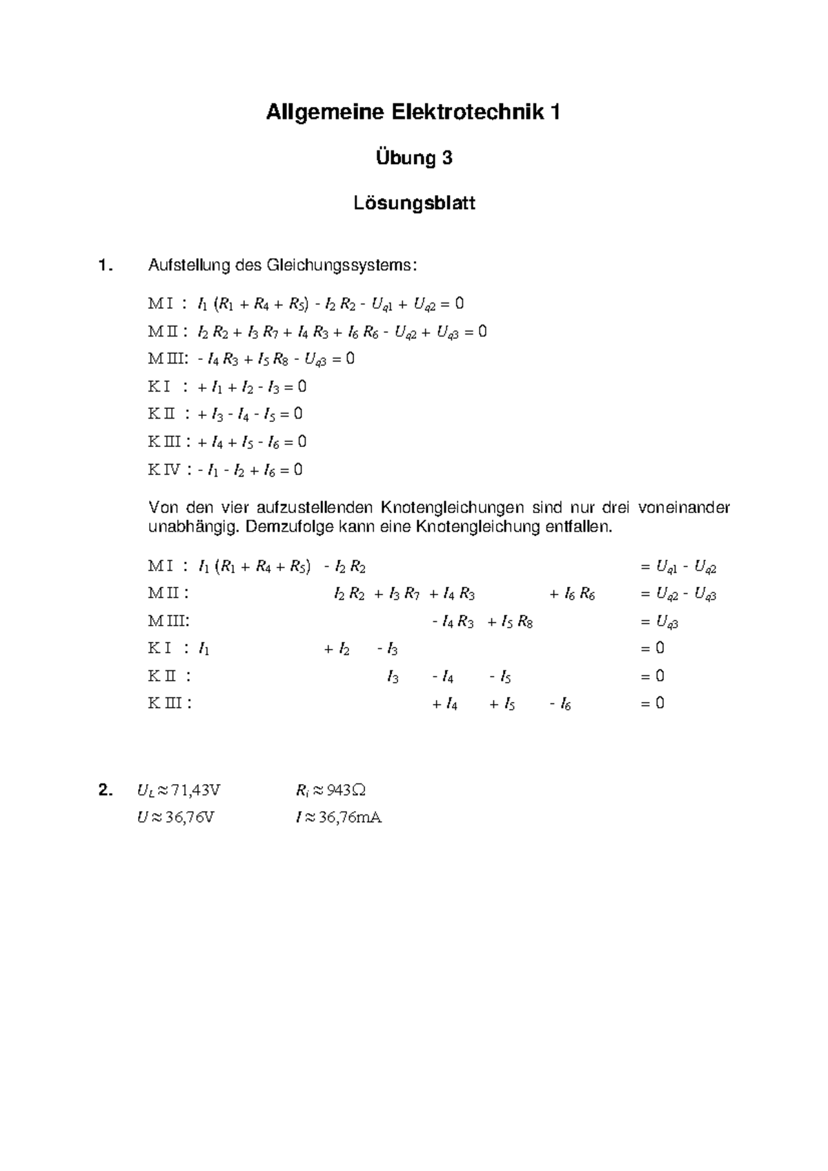 Elektrotechnik Aufgaben Mit Lsungen Pdf