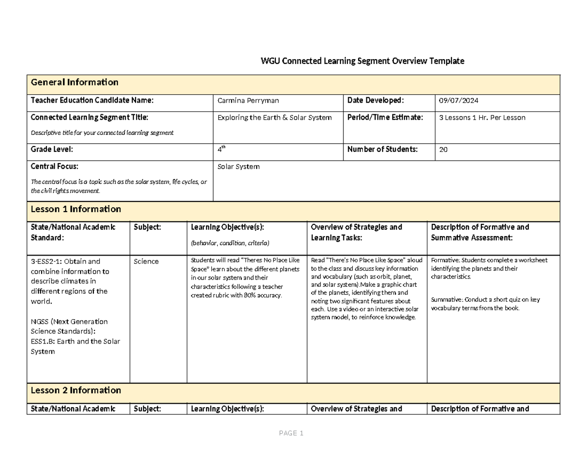 Childrens Literature Task 2 - WGU Connected Learning Segment Overview ...