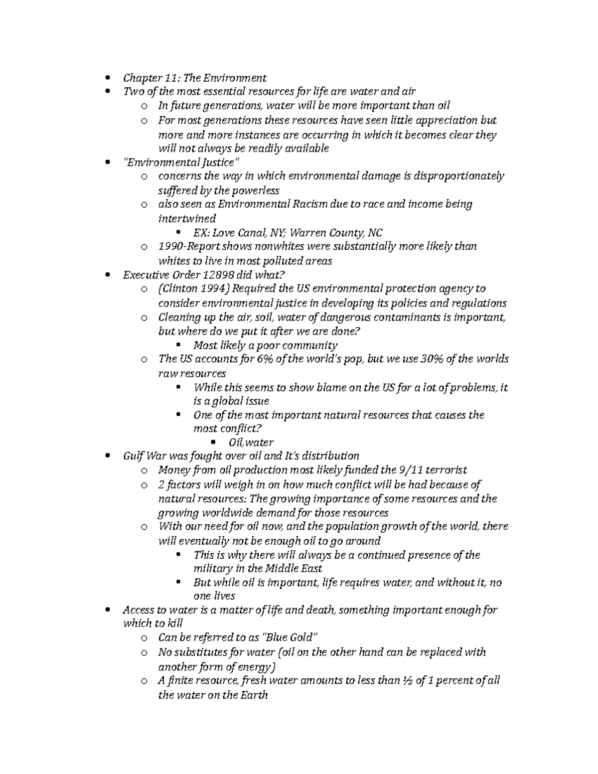 Section 4 notes - Chapter 11: The Environment Two of the most essential ...