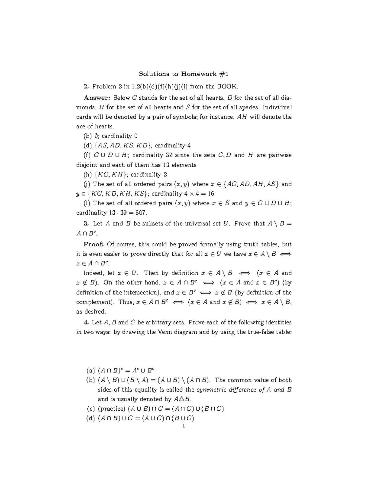 Homework 1sol - FDFF - Solutions To Homework # 2 2 In 1(b)(d)(f)(h)(j ...