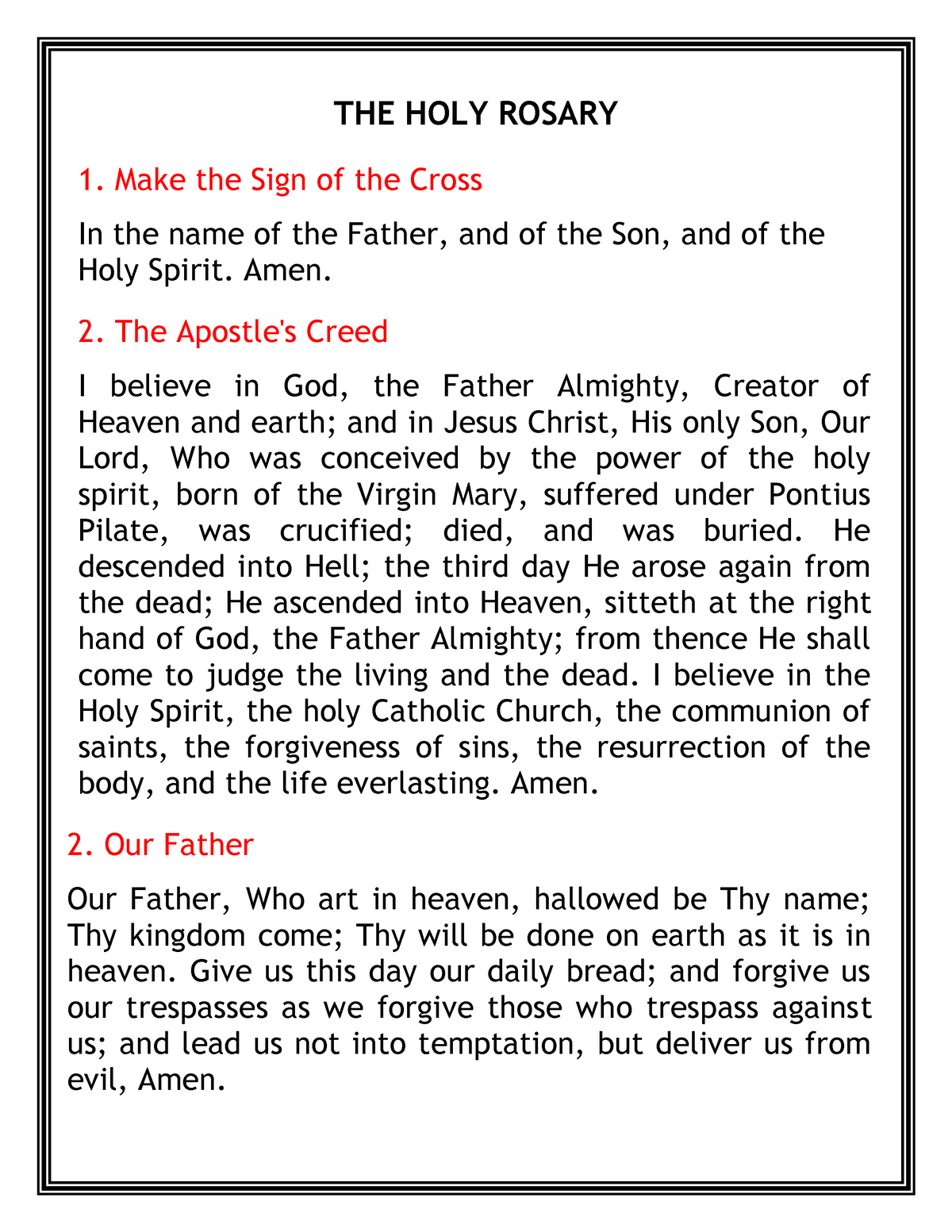 THE HOLY Rosary - THE HOLY ROSARY Make the Sign of the Cross In the ...