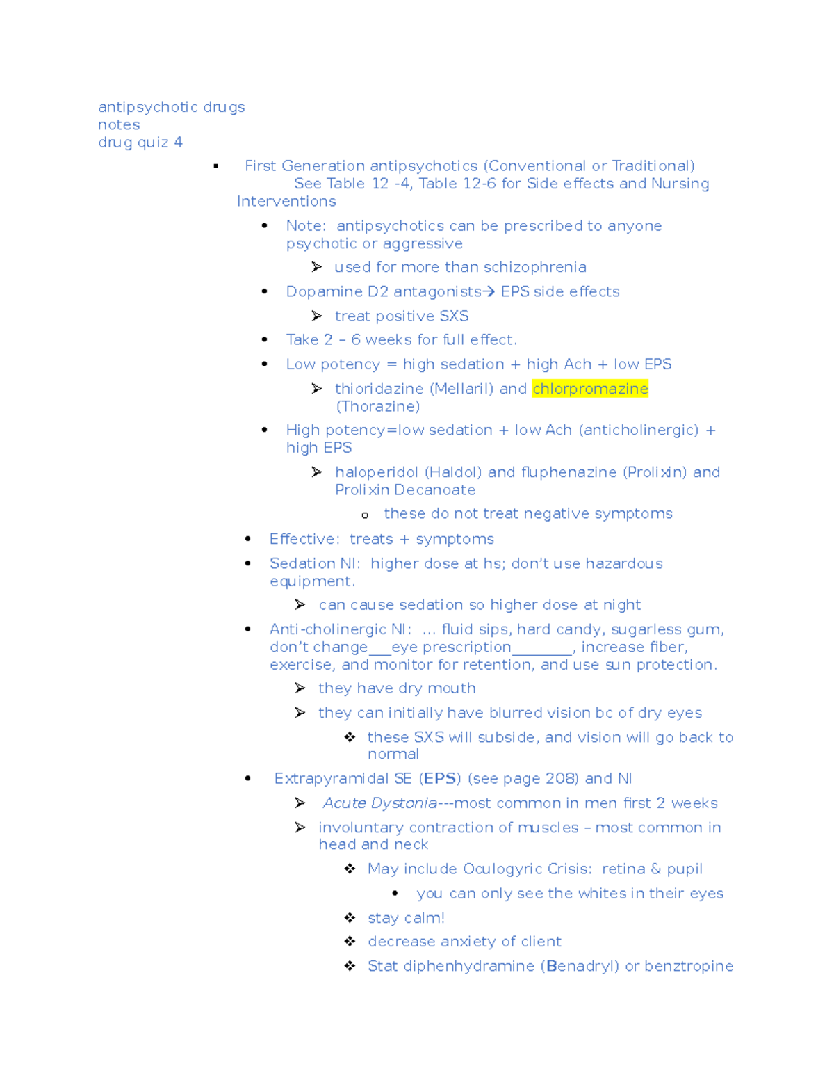 Antipsychotic drugs antipsychotic drugs notes drug quiz 4 First