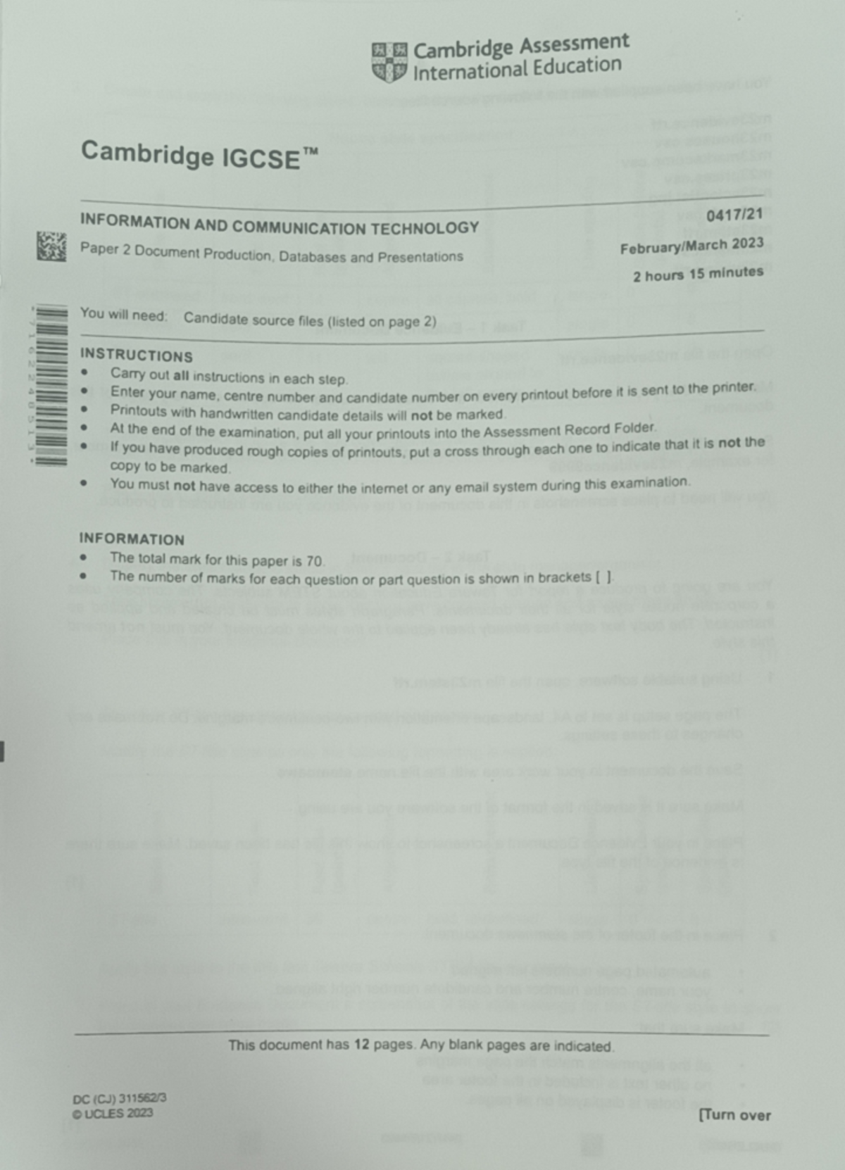 ICT FEB-MAR Paper 2 - information Technology - Studocu