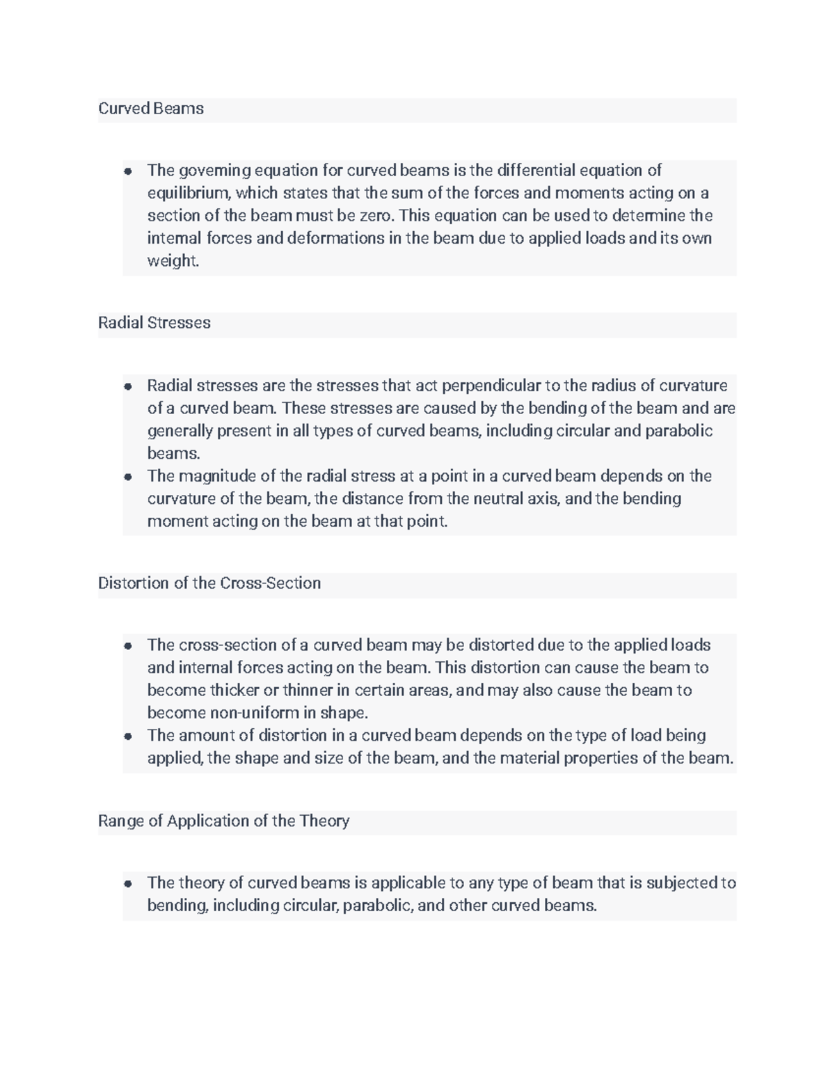 Chapter 11 Notes + Practice Problems Curved Beams The governing