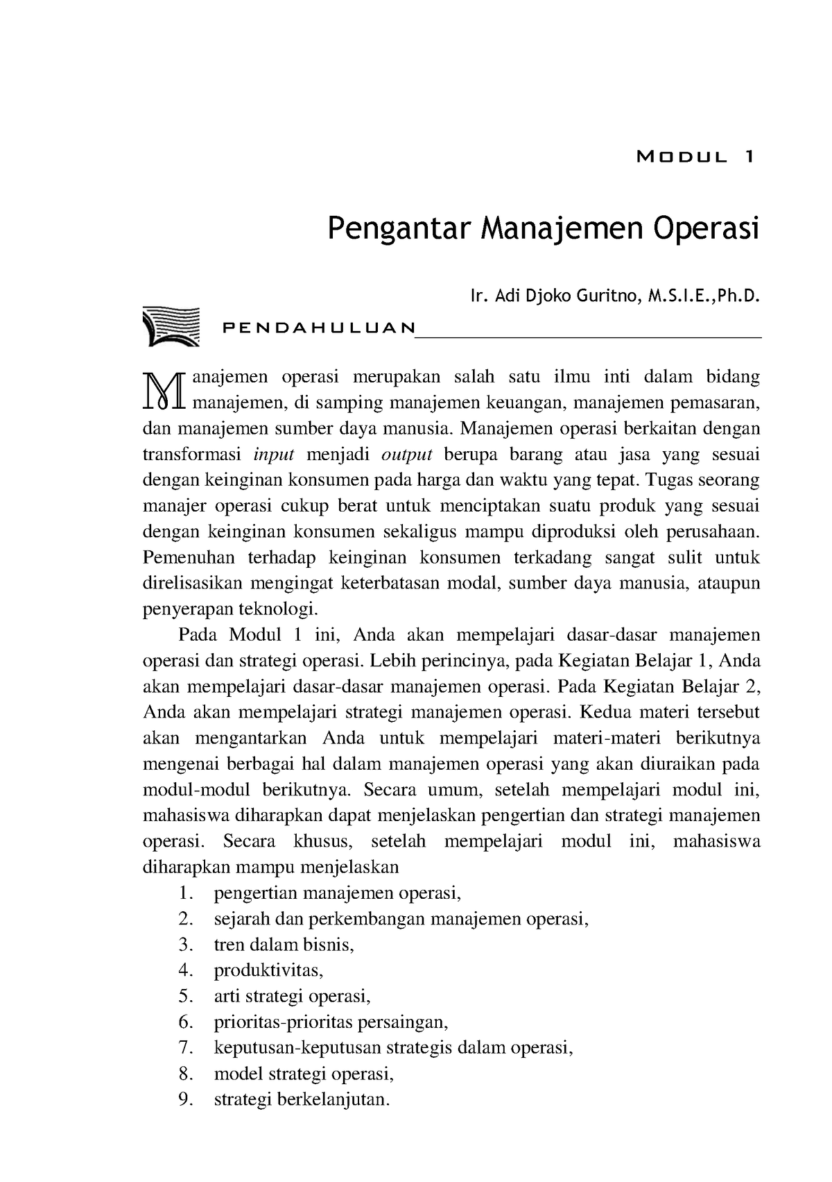 Pengantar Manajemen Operasi-1 - Modul 1 Pengantar Manajemen Operasi Ir ...