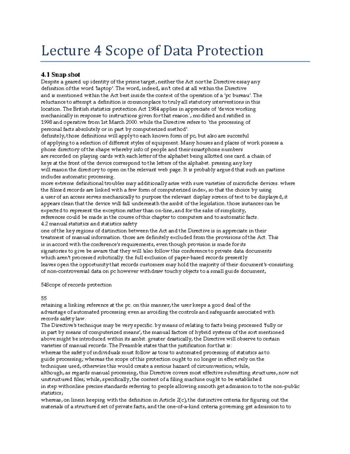 Lecture 4 Scope of Data Protection - Lecture 4 Scope of Data Protection ...