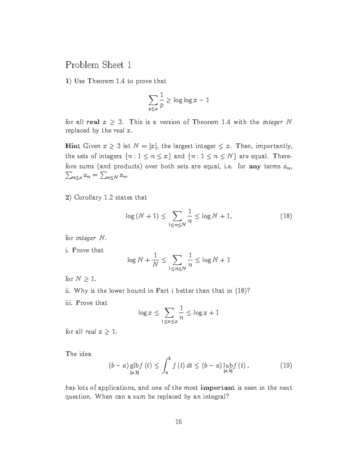 Questions 1 2018-19 Infinitely many primes (Problem Sheet 1 1-7 ...