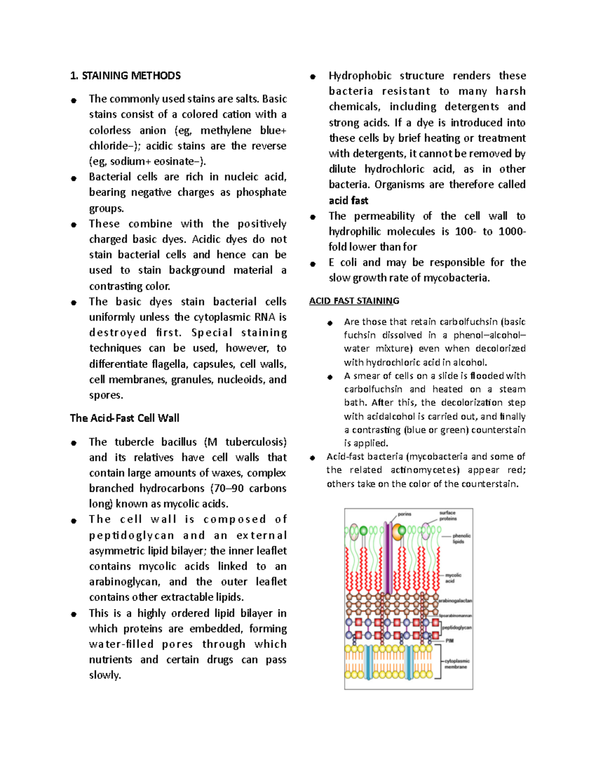 Acid Fast Staining and Other Staining Techniques - 1. STAINING METHODS ...