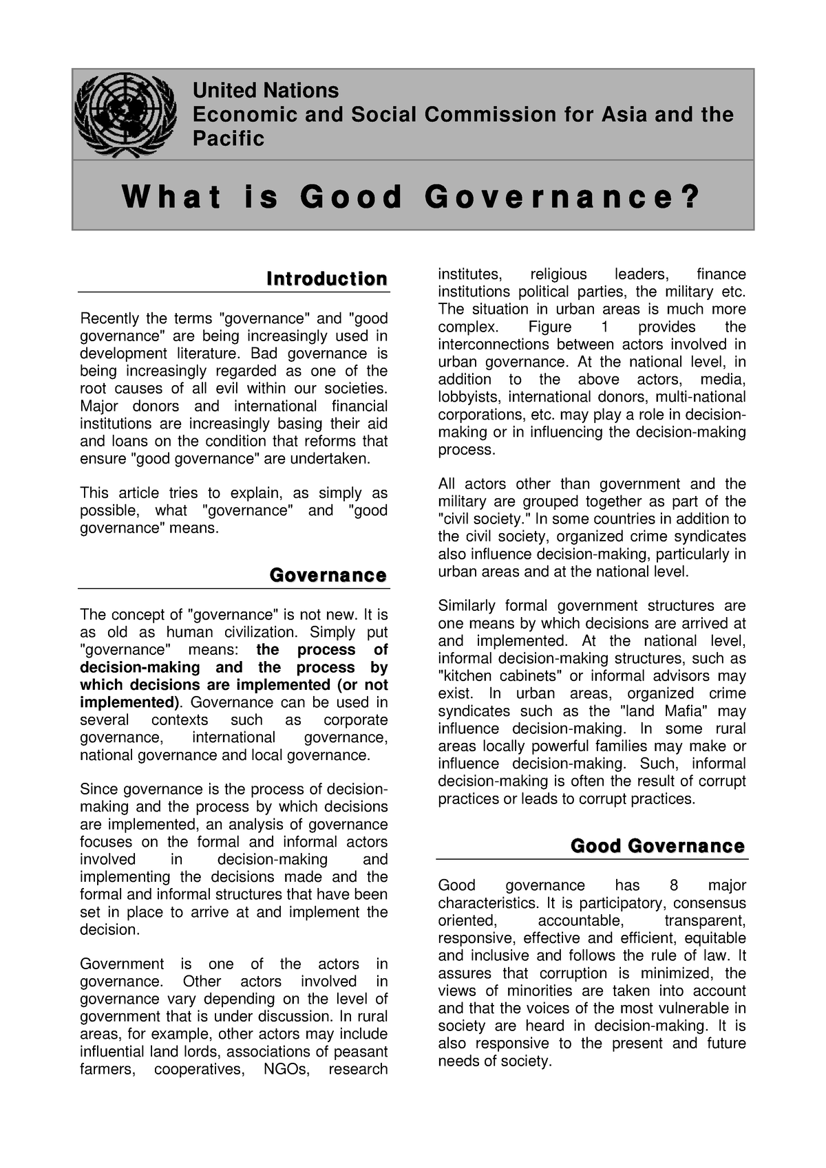 good governance case study