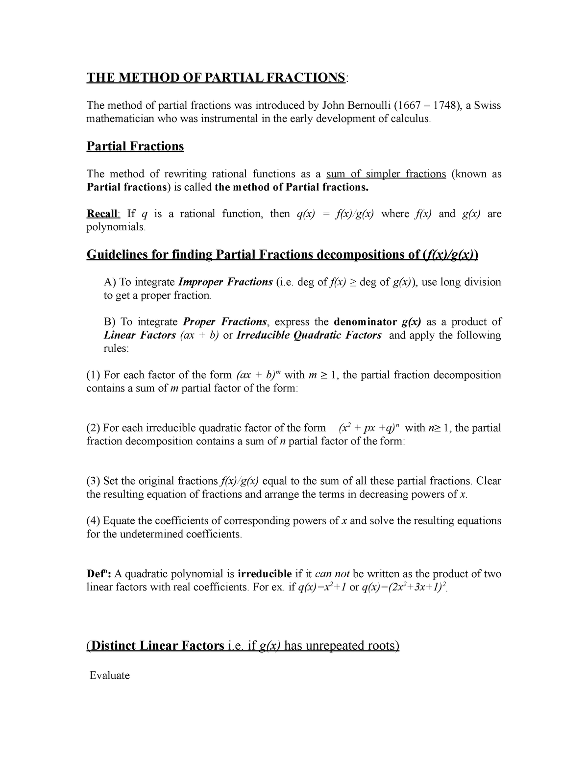 Solved Use the partial fractions method to express the