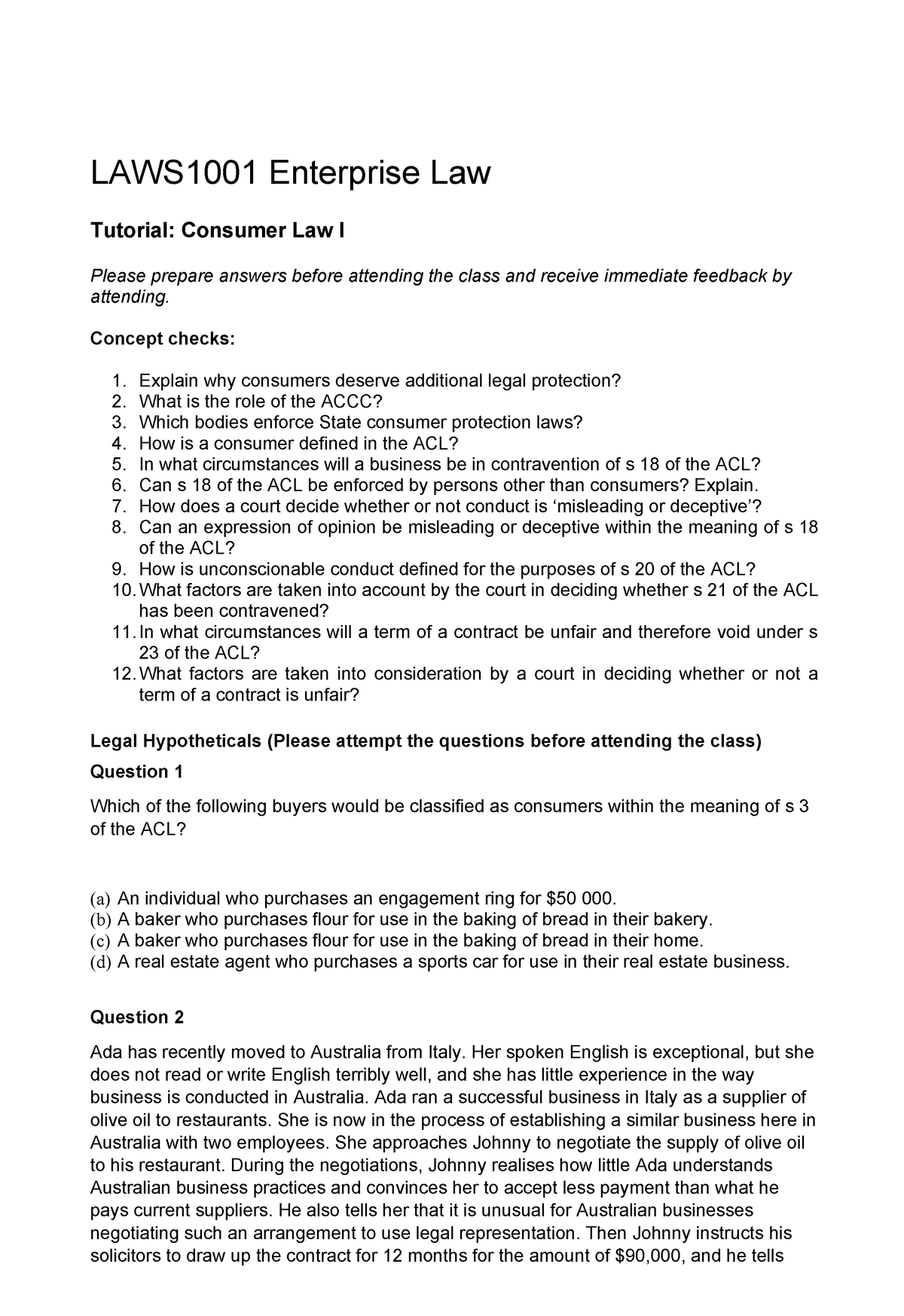 consumer-law-i-tutorial-5-laws1001-enterprise-law-tutorial-consumer